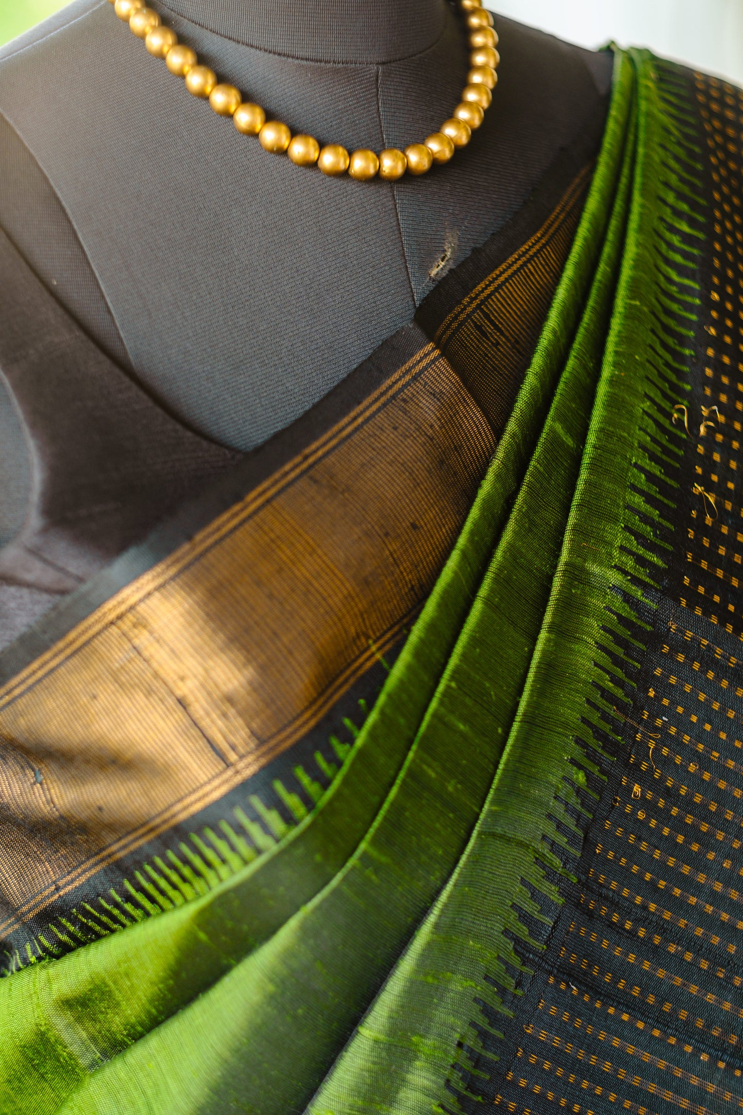 Classic Green Raw Silk Saree with Lustrous Finish