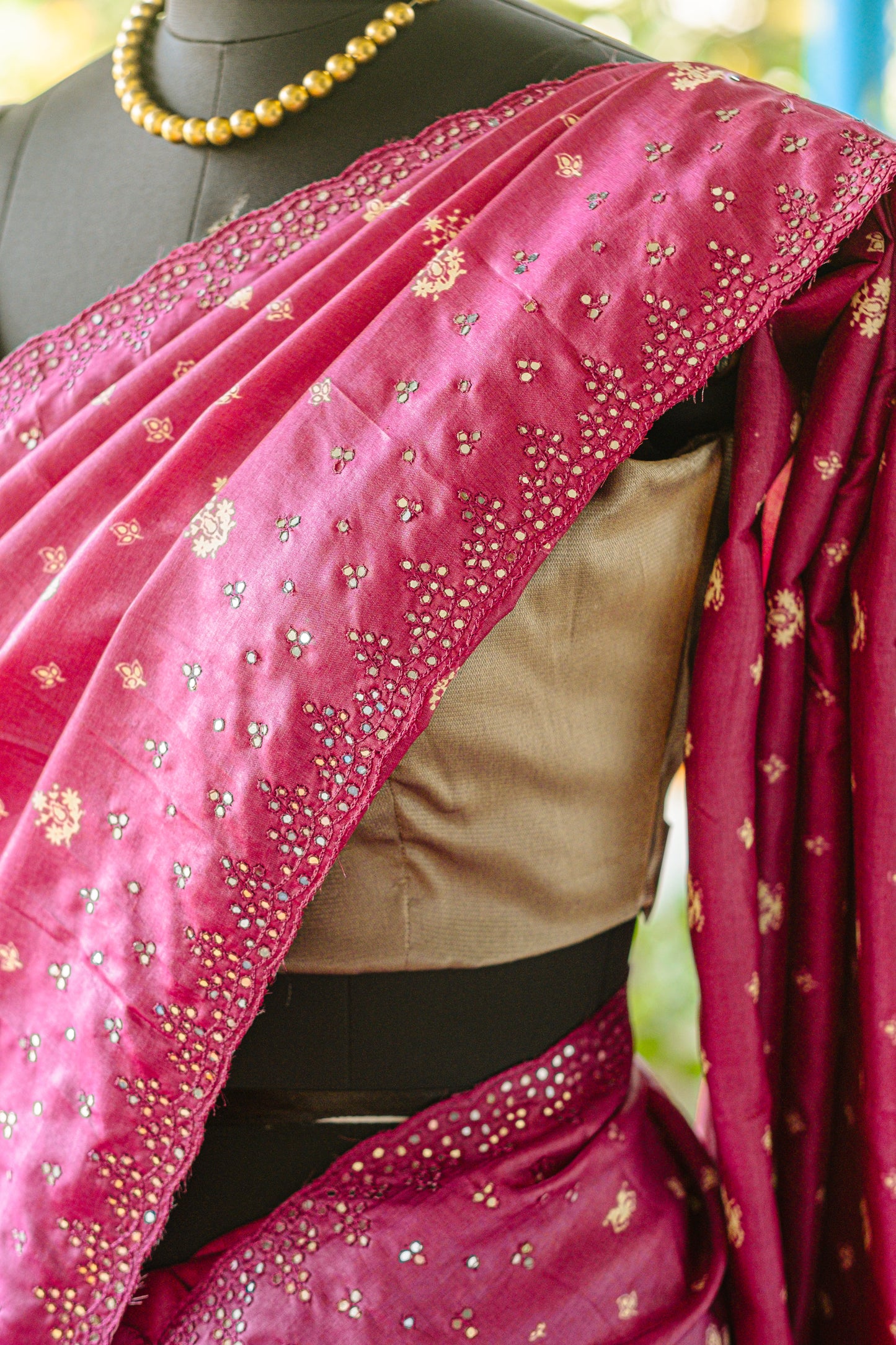 Pink Tussar Silk Saree