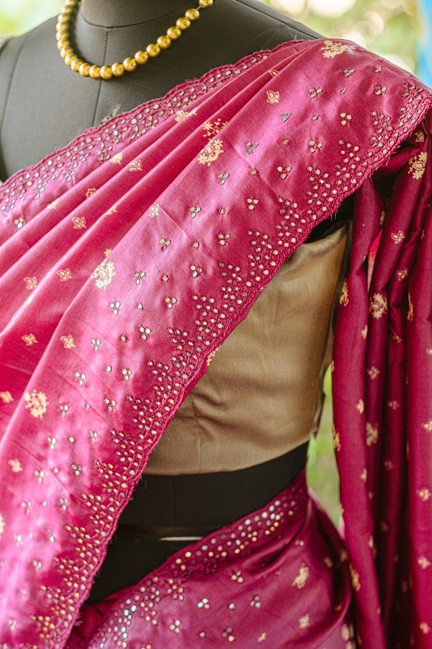 Pink Tussar Silk Saree