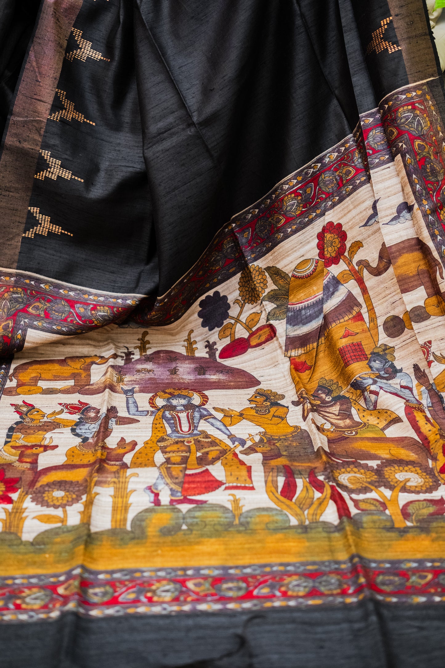 Black Tussar Silk Saree