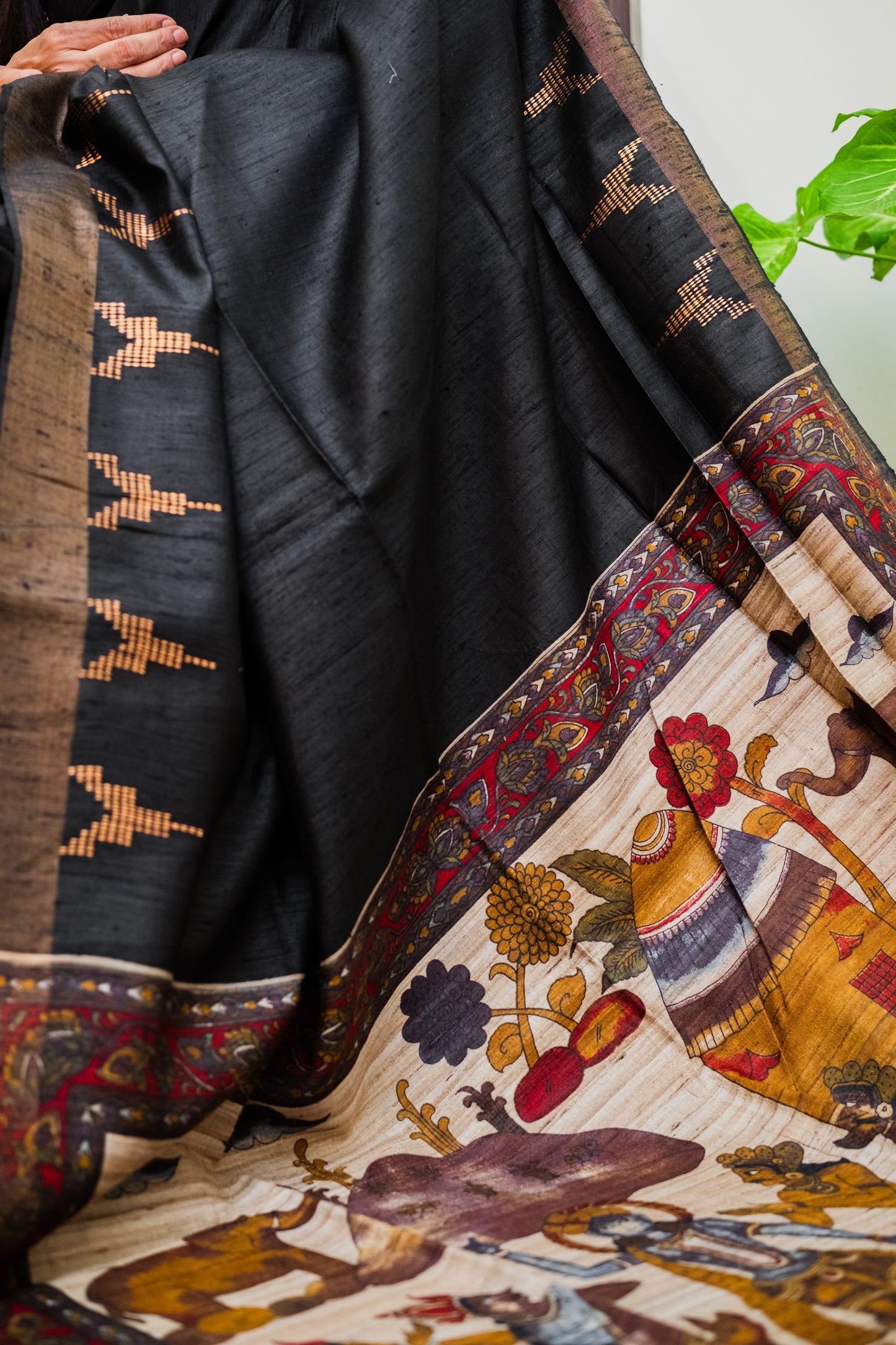 Black Tussar Silk Saree