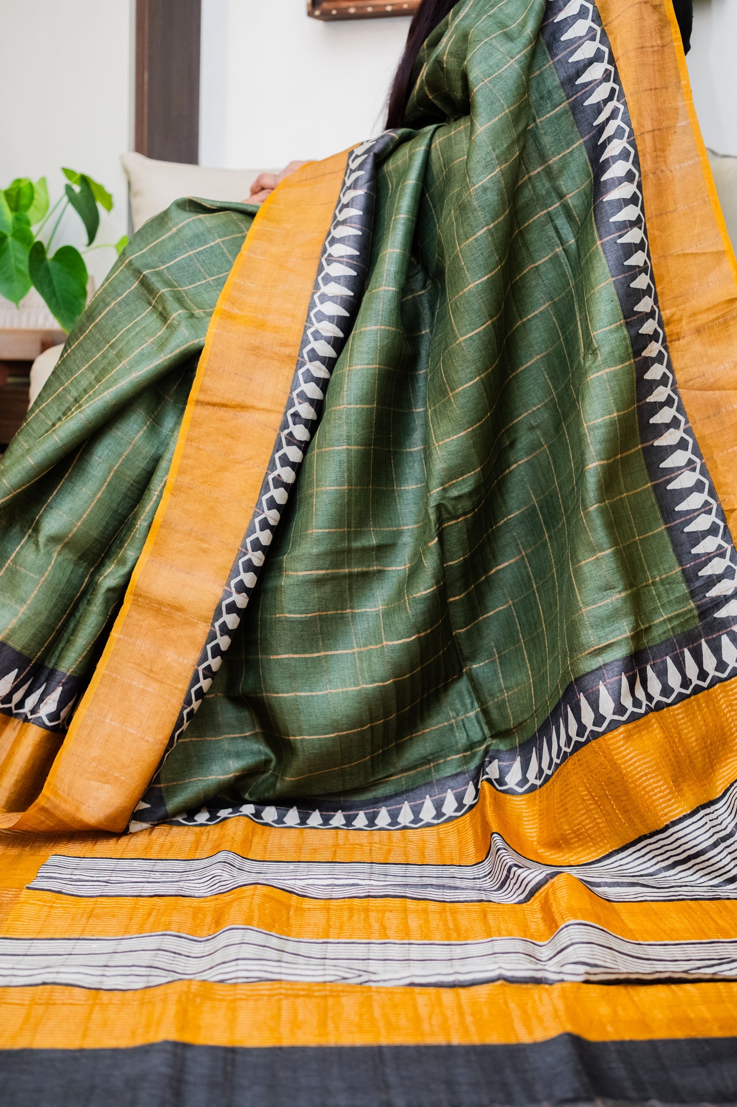 Green Tussar Silk Saree