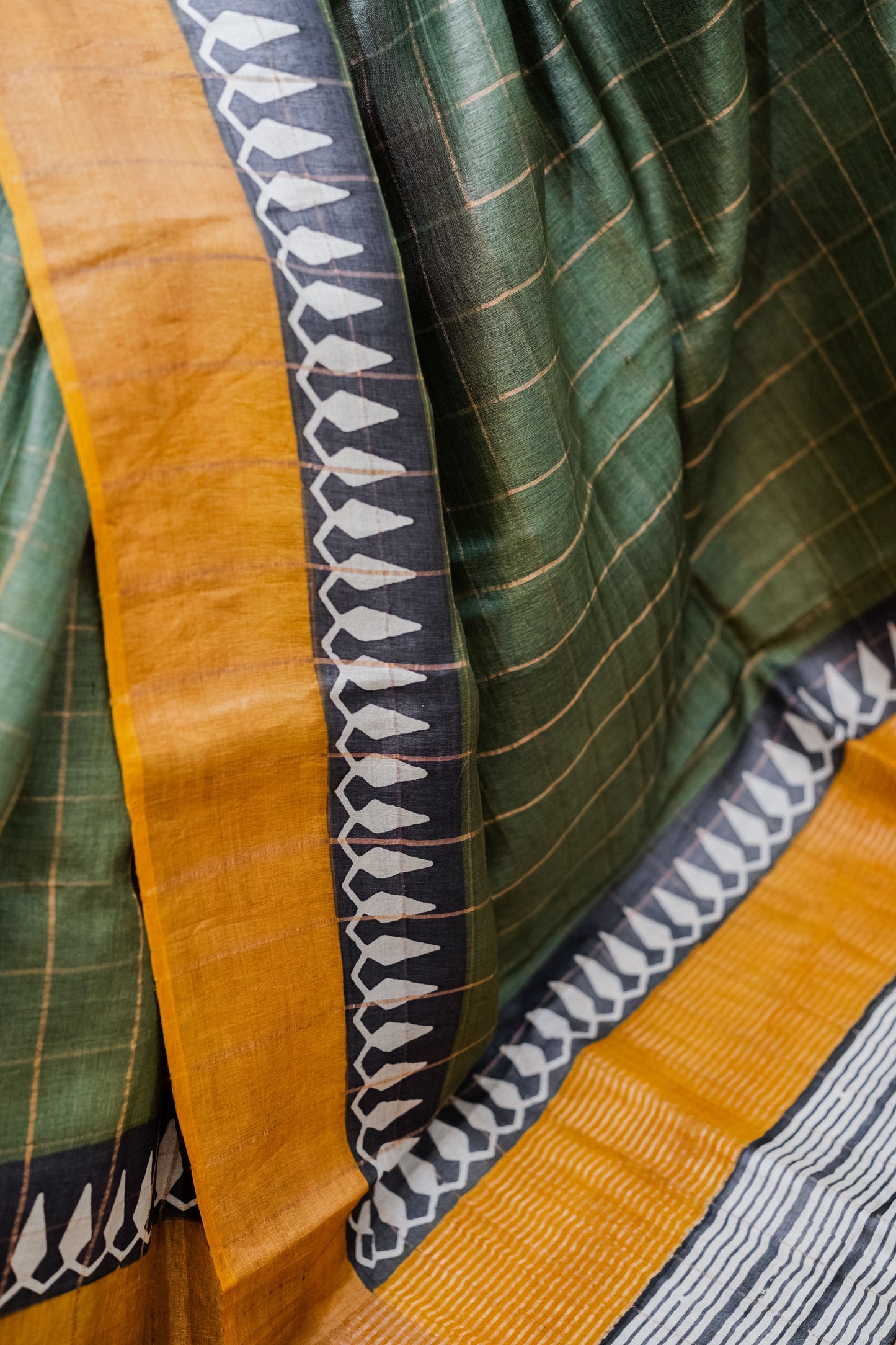 Green Tussar Silk Saree