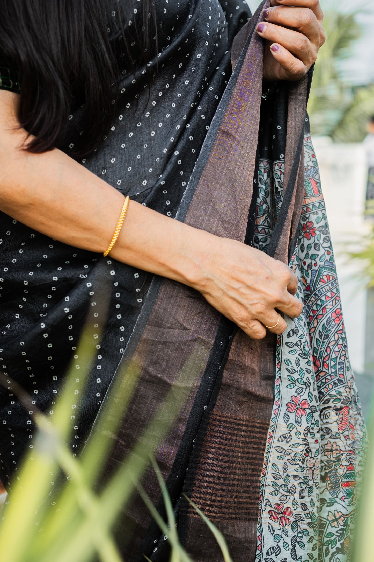 Black Tussar Silk Saree