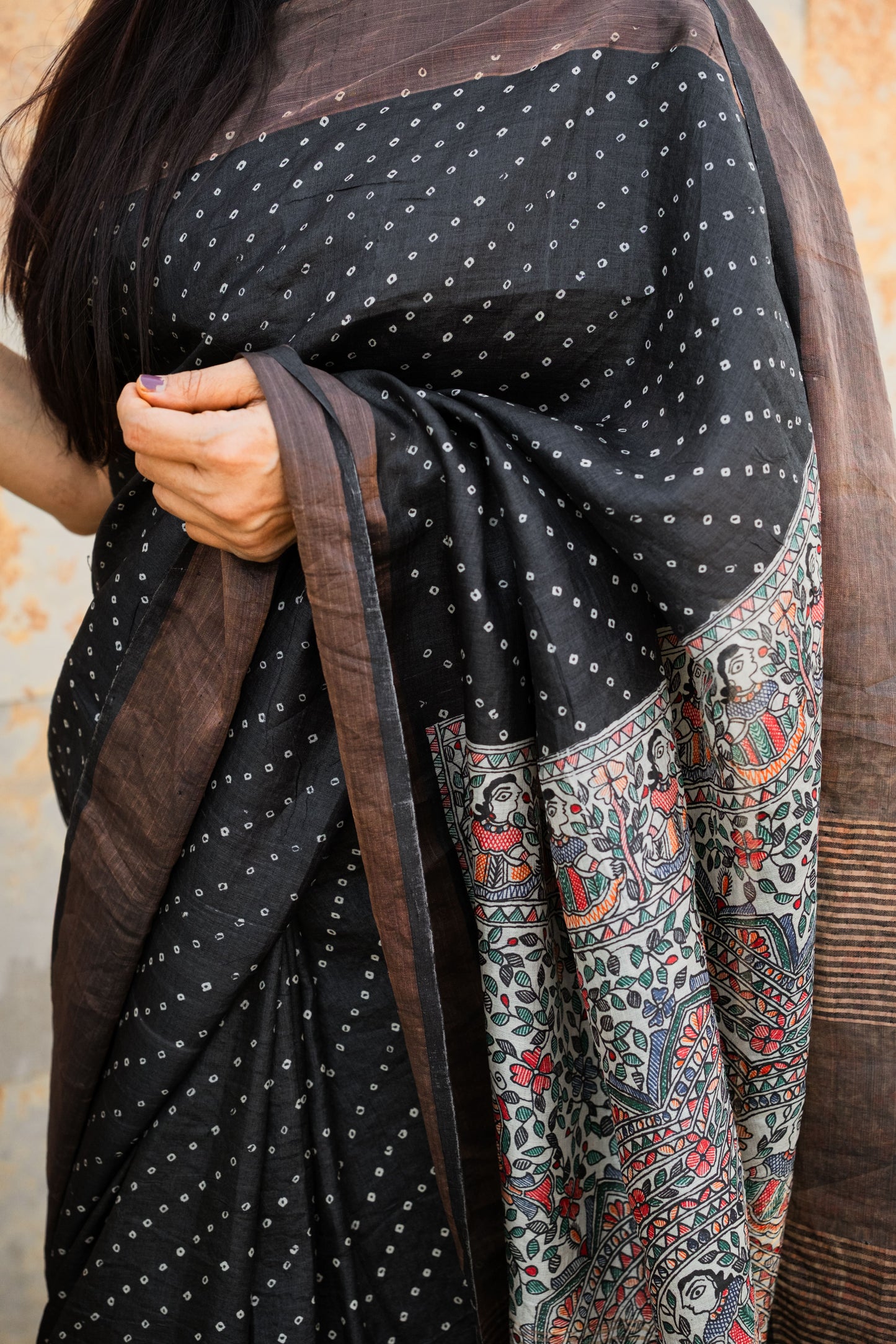 Black Tussar Silk Saree