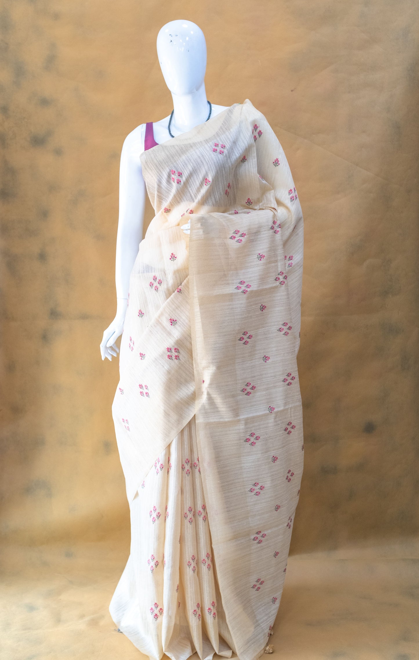 Beige Linen Saree