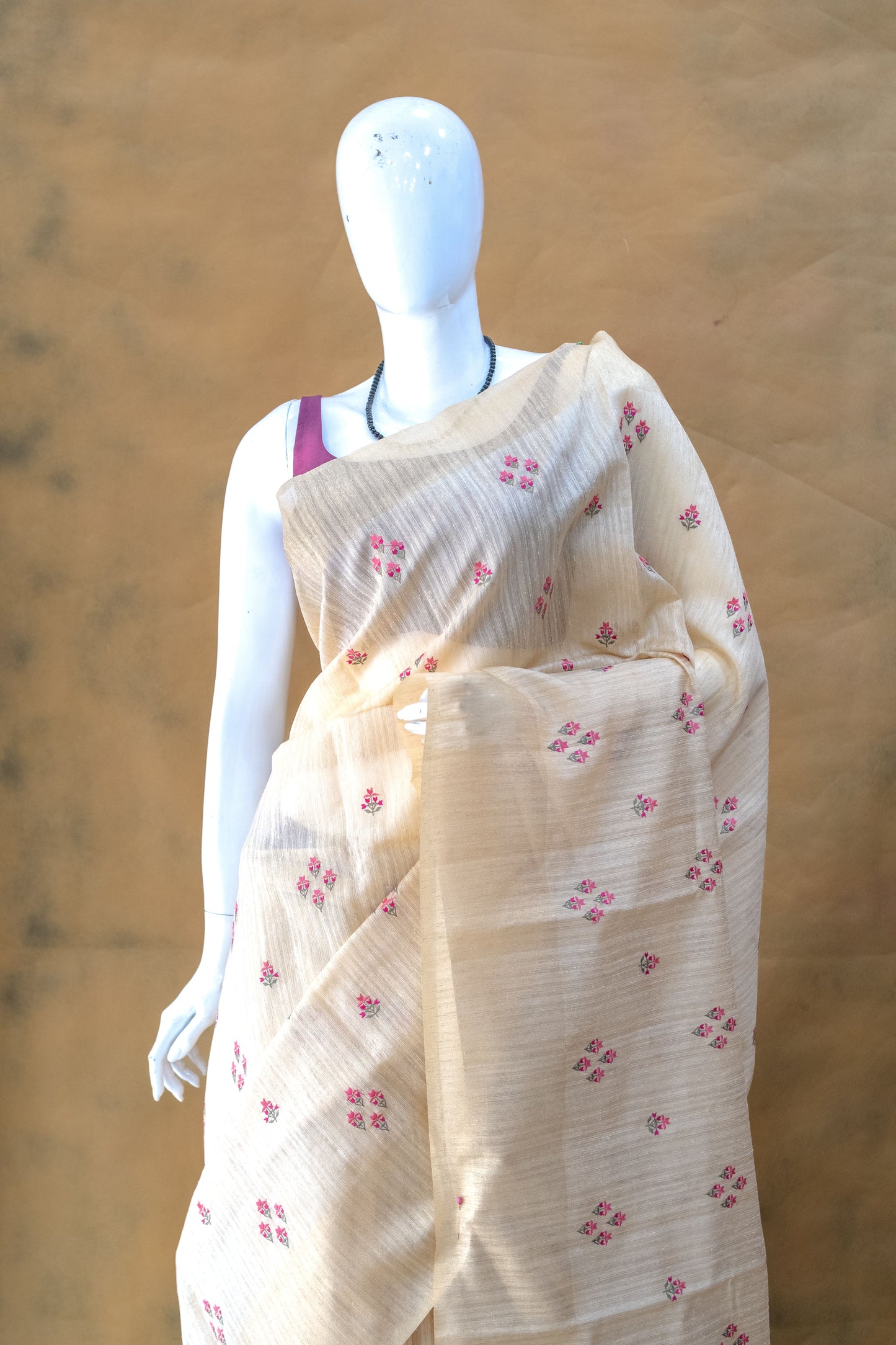 Beige Linen Saree