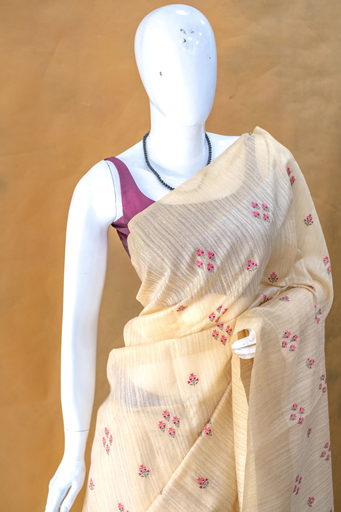 Beige Linen Saree