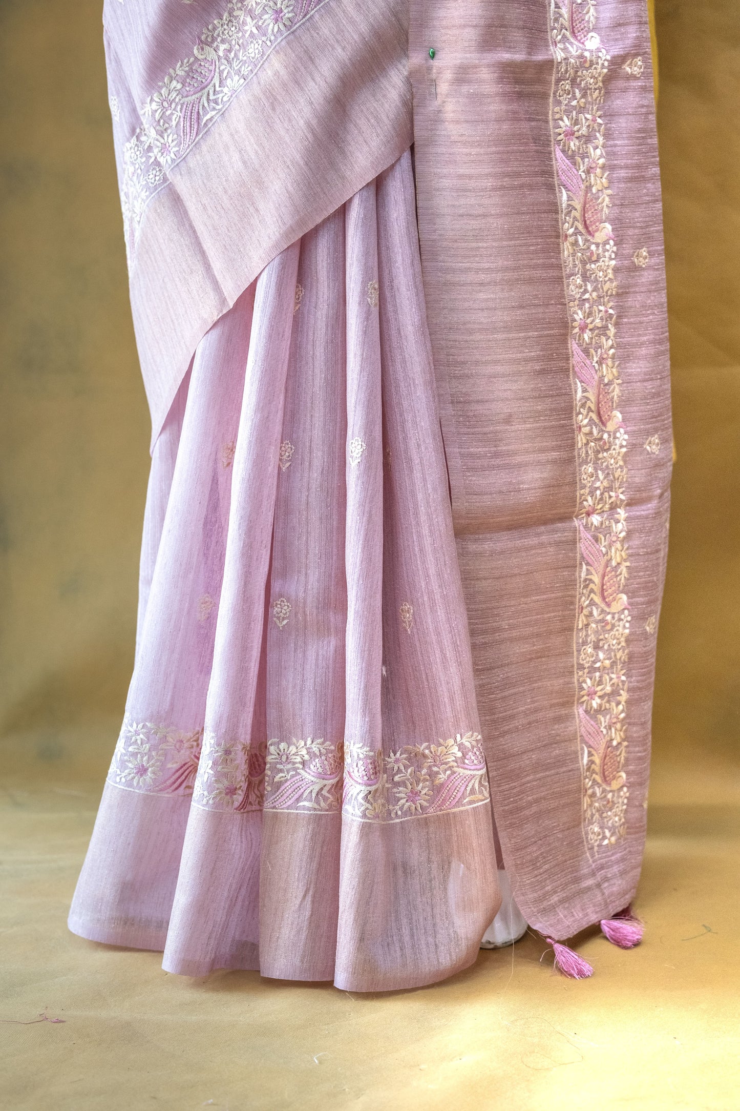 Pink Linen Saree