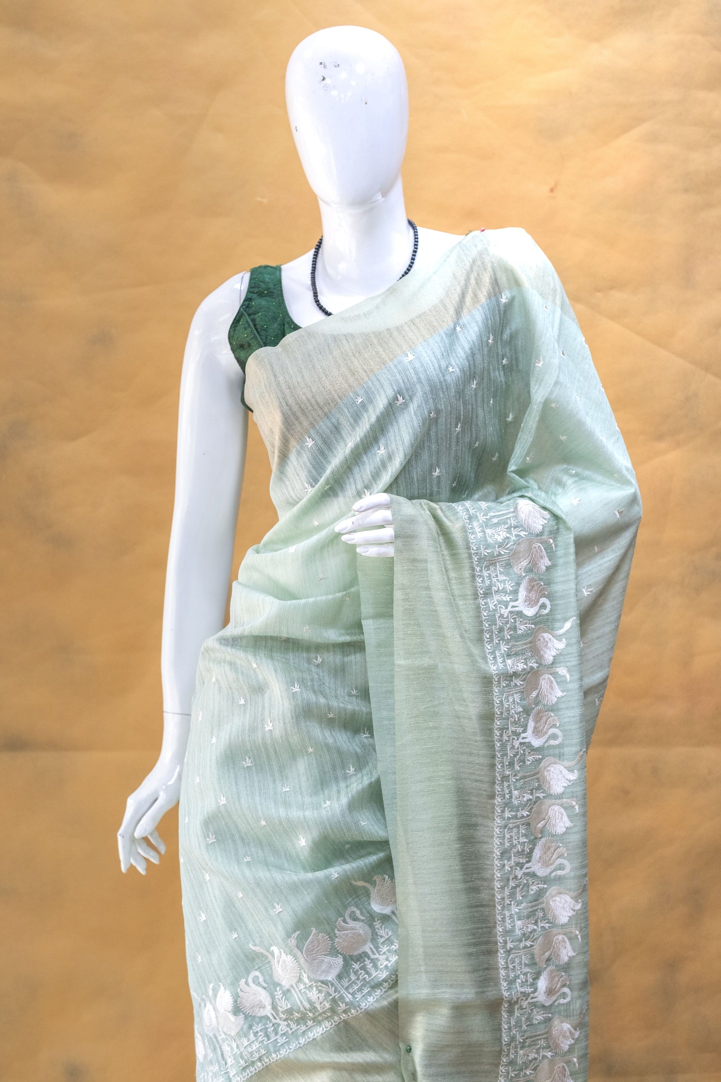 Green Linen Saree