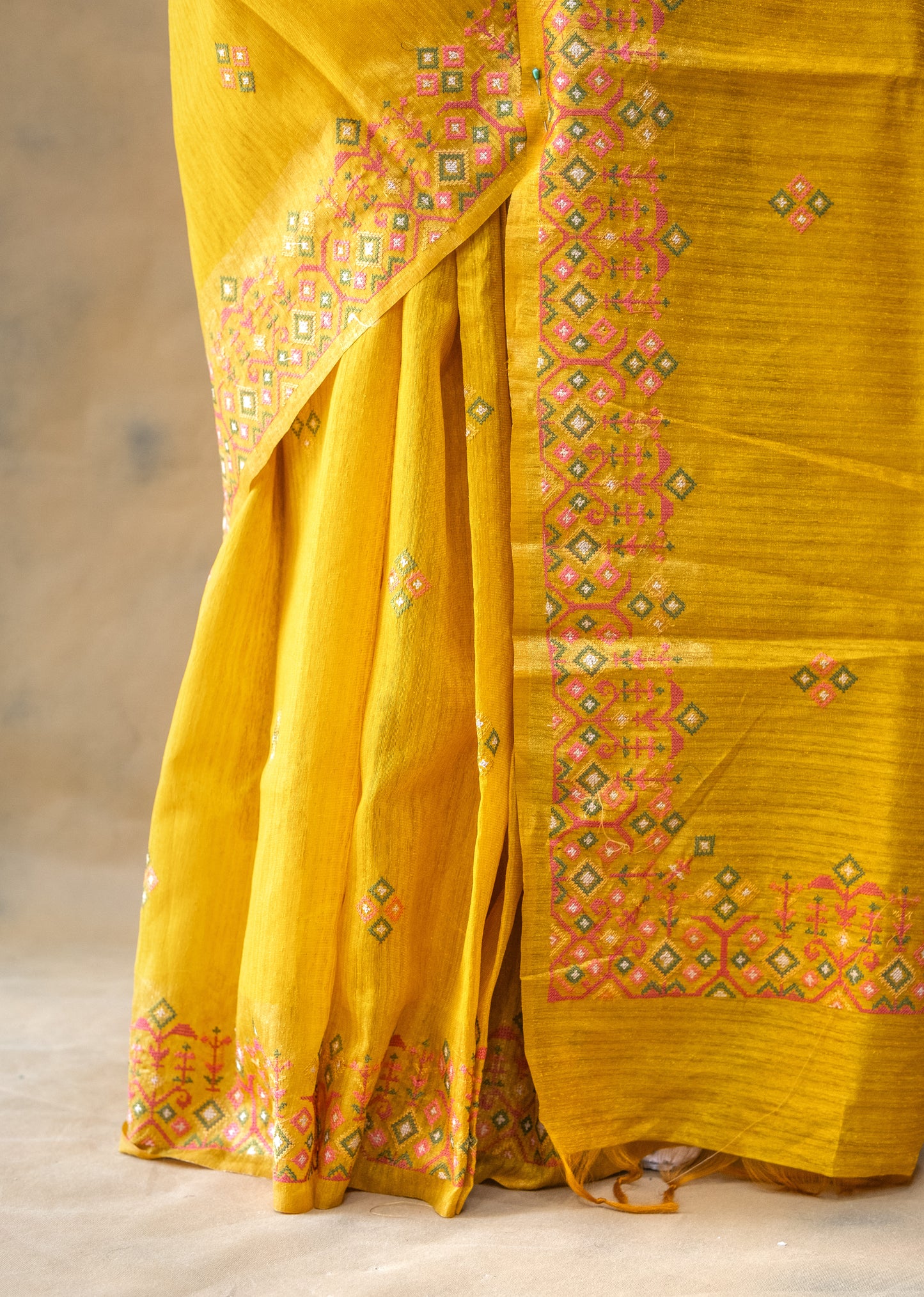Yellow Linen Saree
