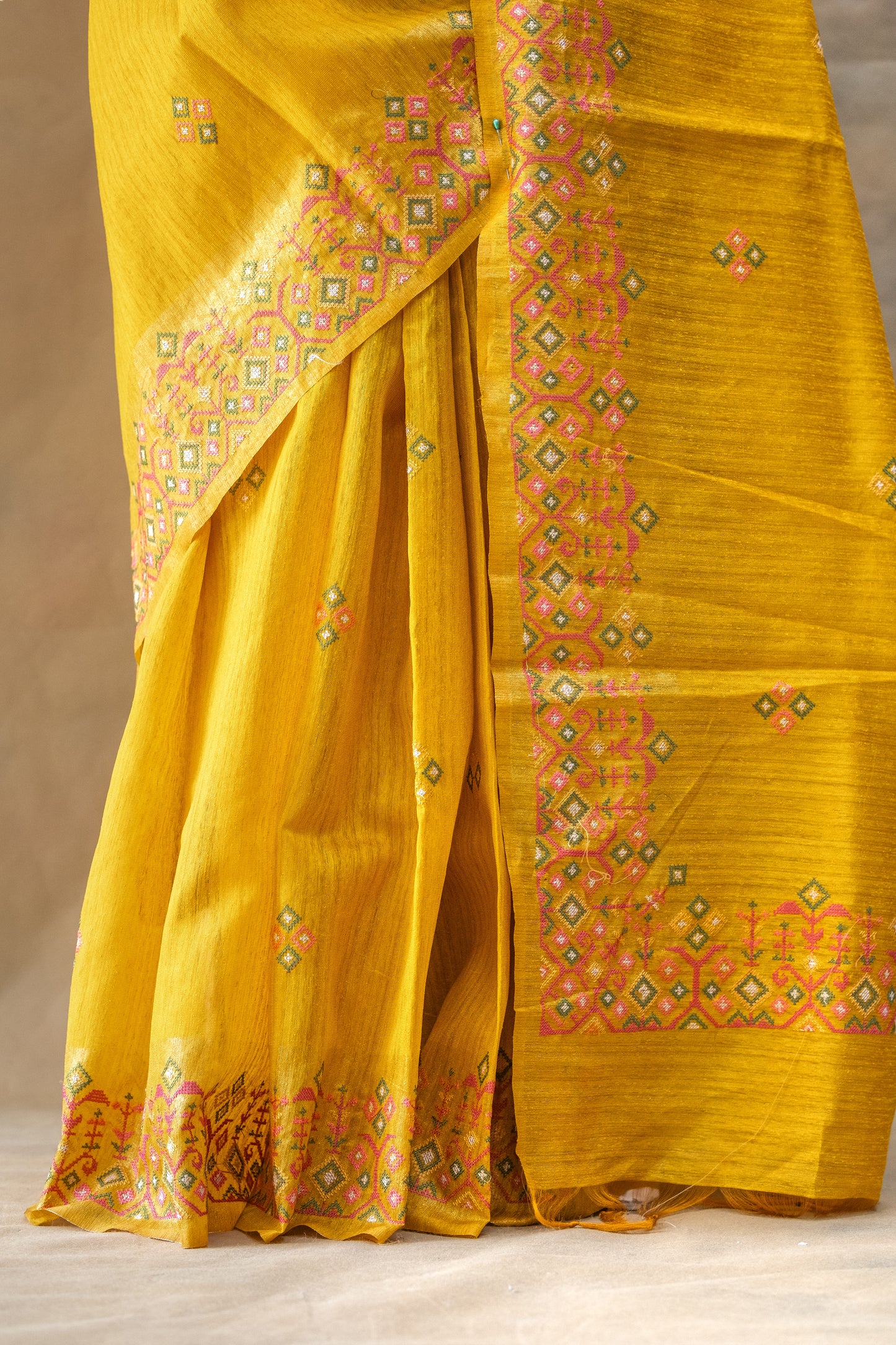 Yellow Linen Saree