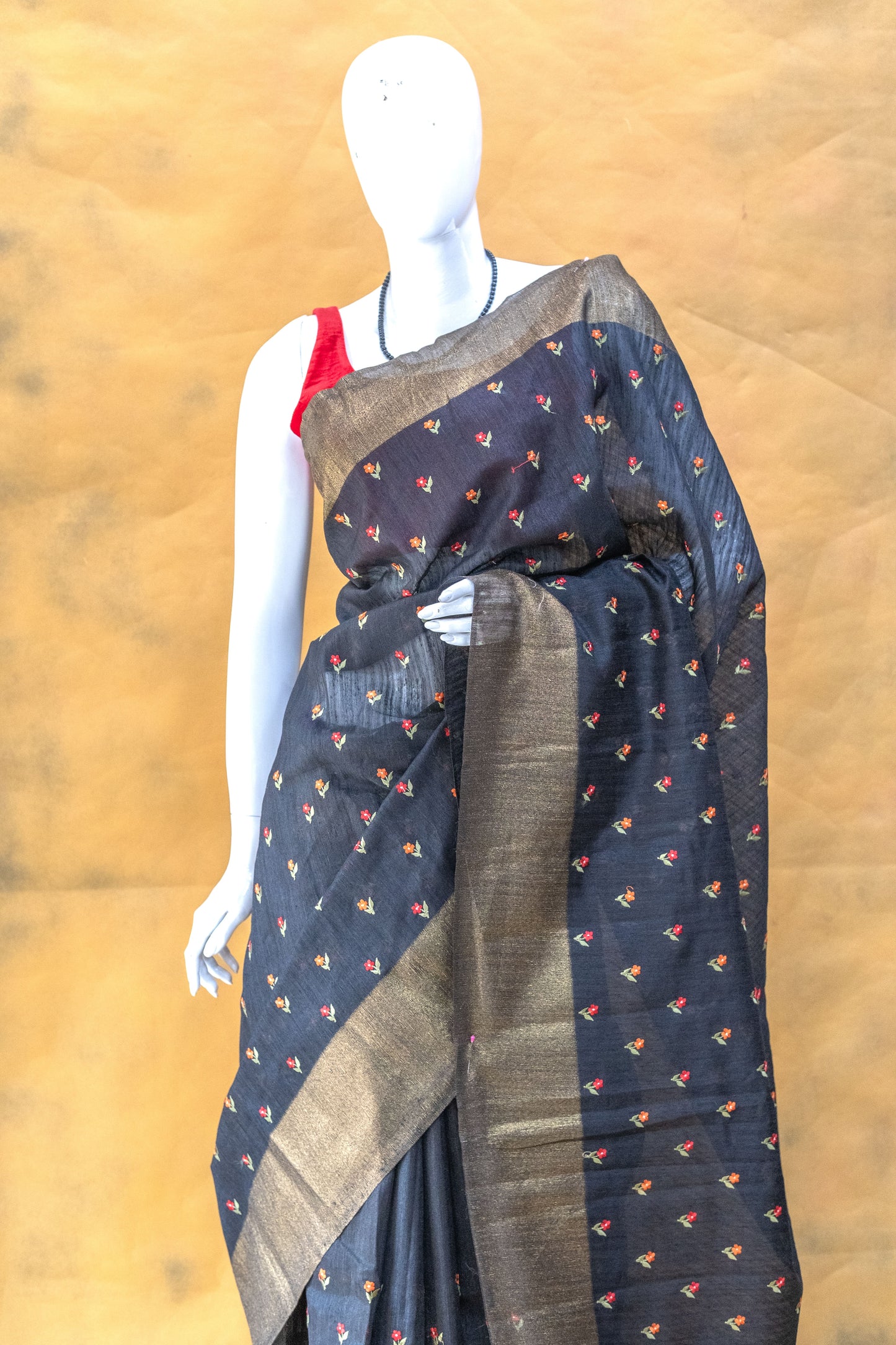 Black Linen Saree