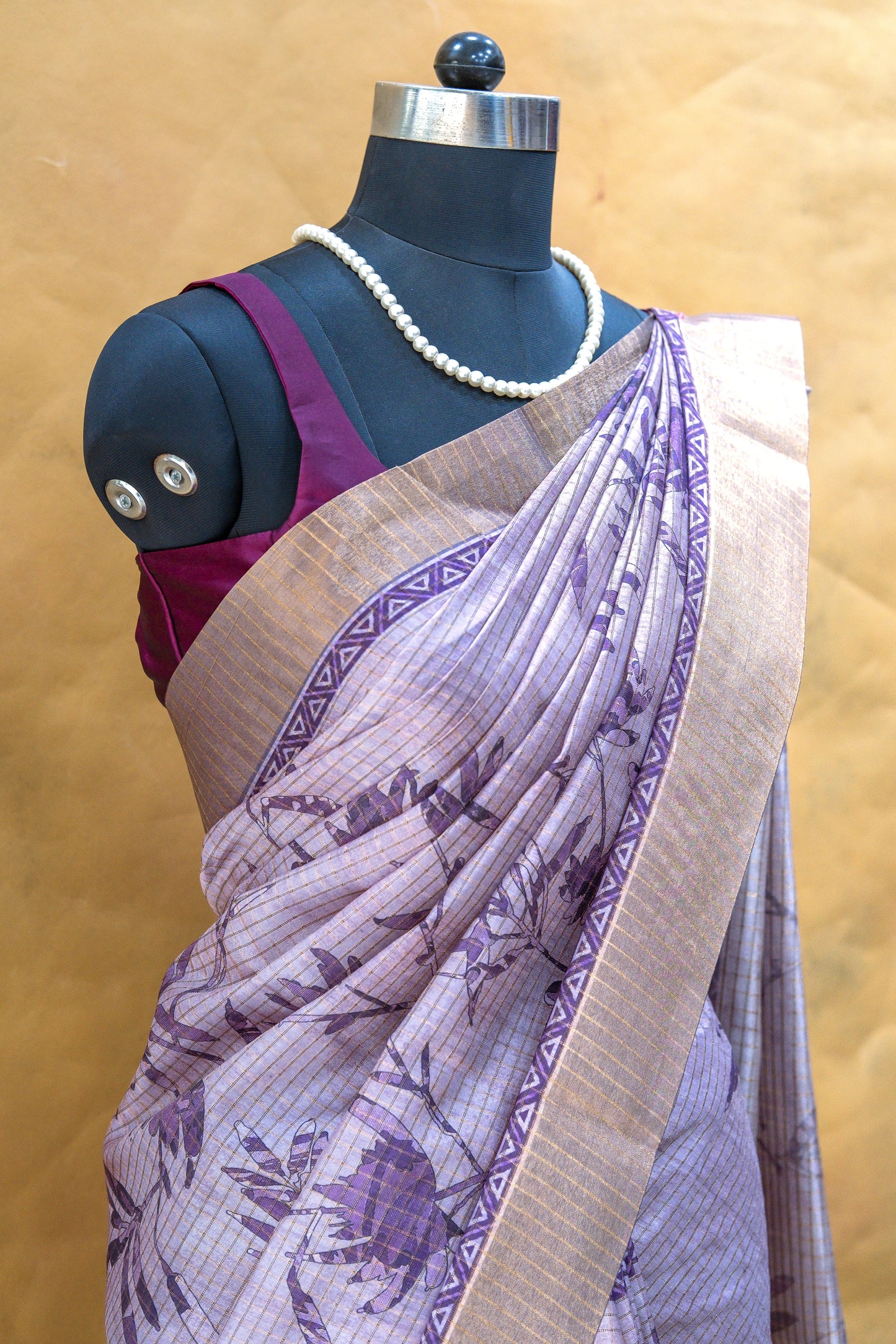 Violet Semi Tussar Silk Saree