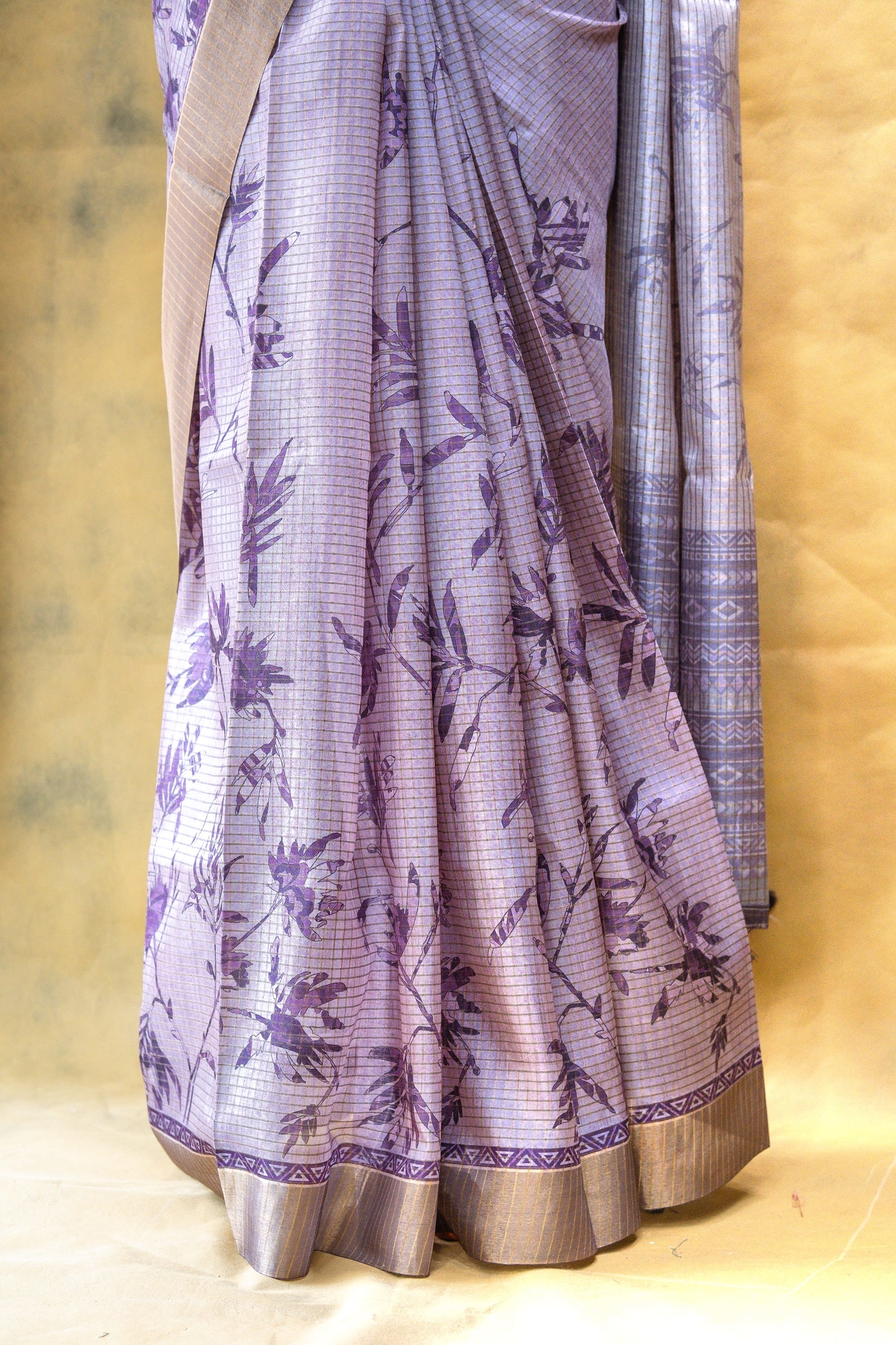 Violet Semi Tussar Silk Saree