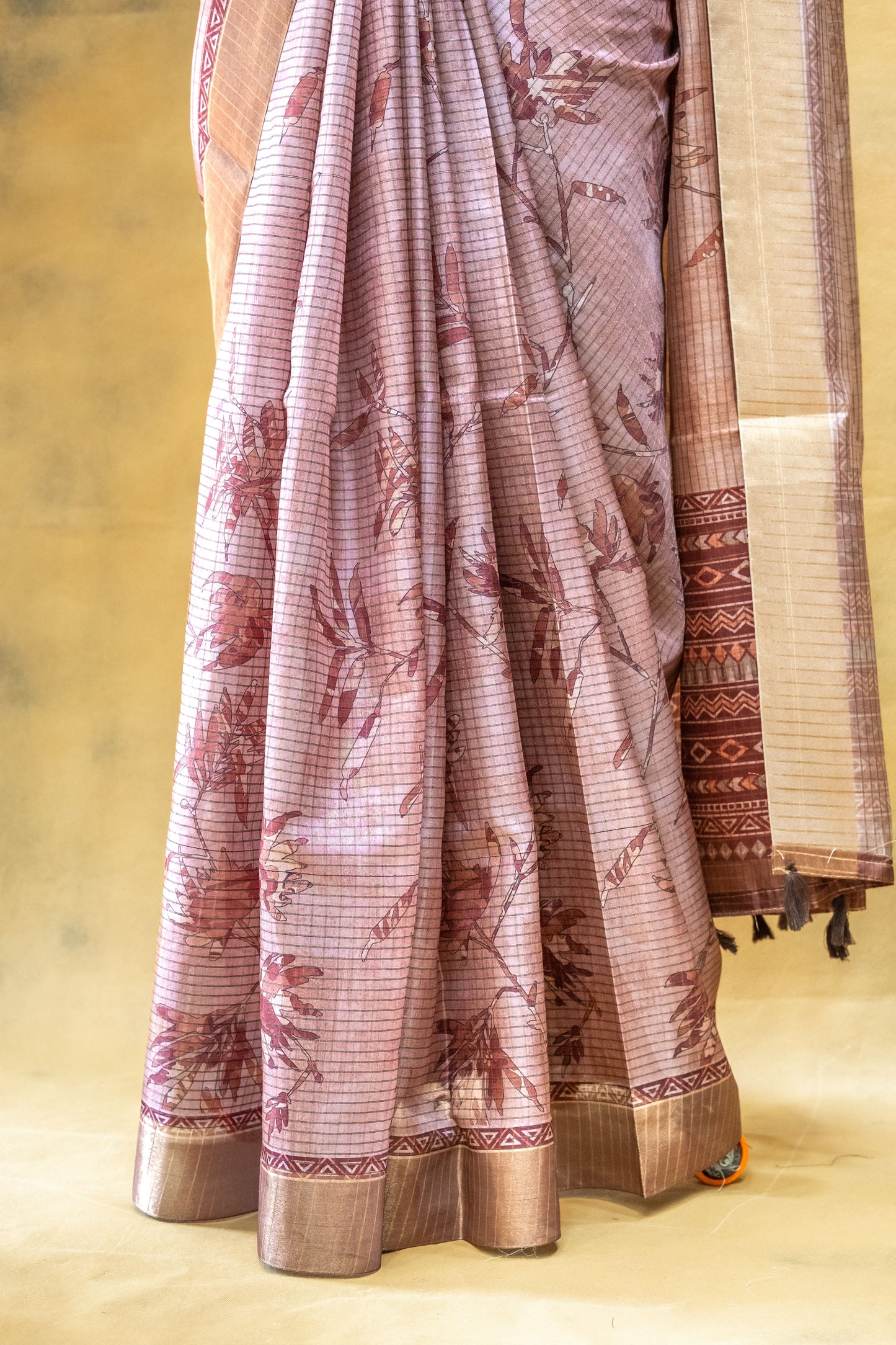 Pink Semi Tussar Silk Saree