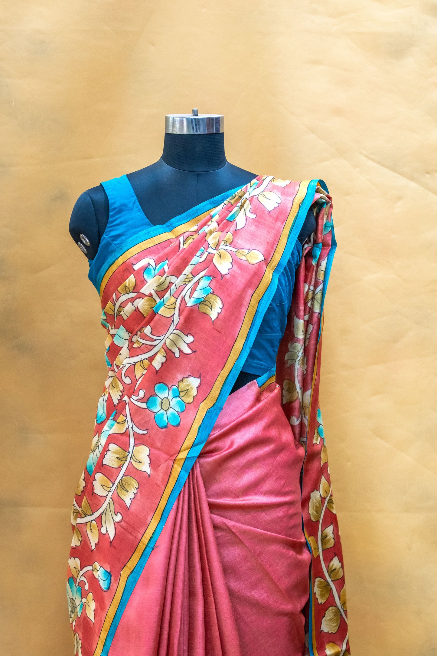 Red Tussar Silk Saree