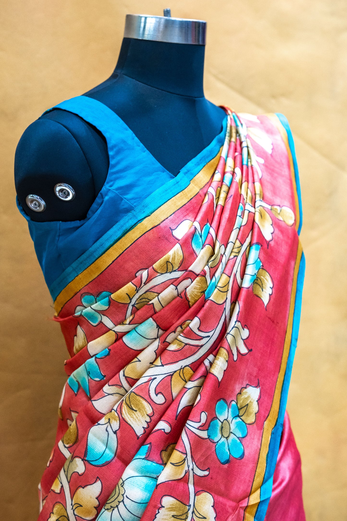Red Tussar Silk Saree