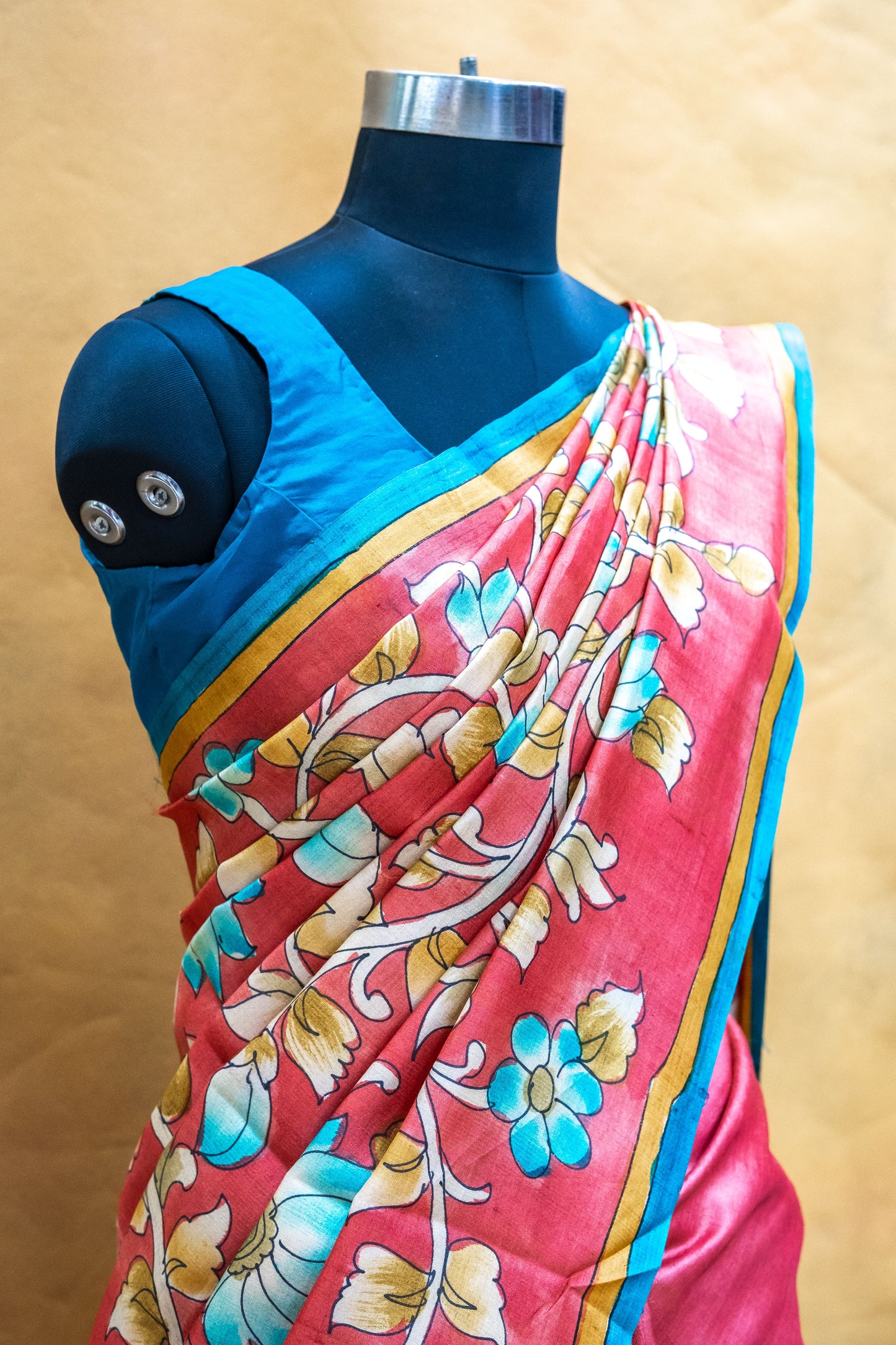 Red Tussar Silk Saree