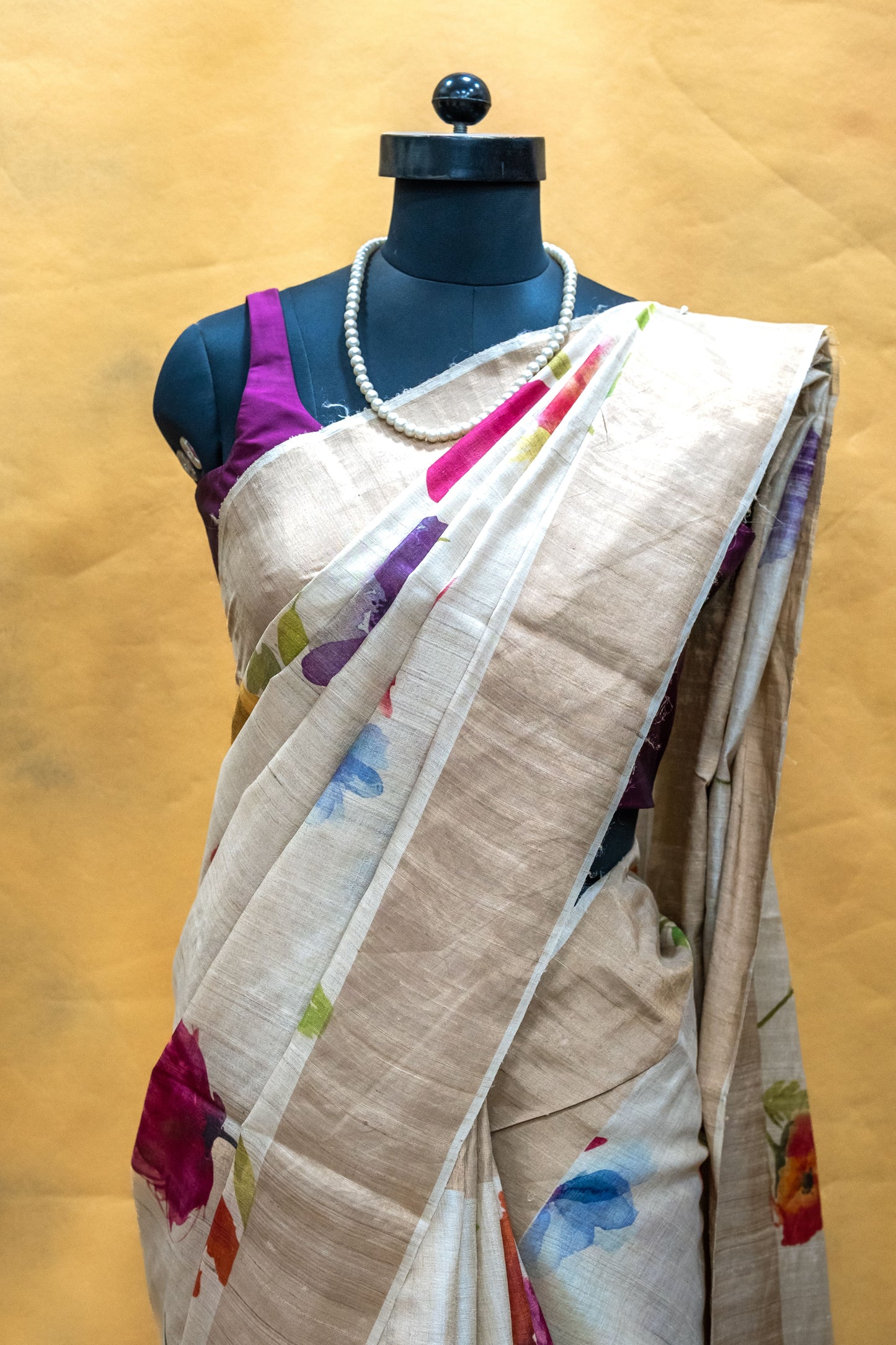 Sandal Tussar Silk Saree