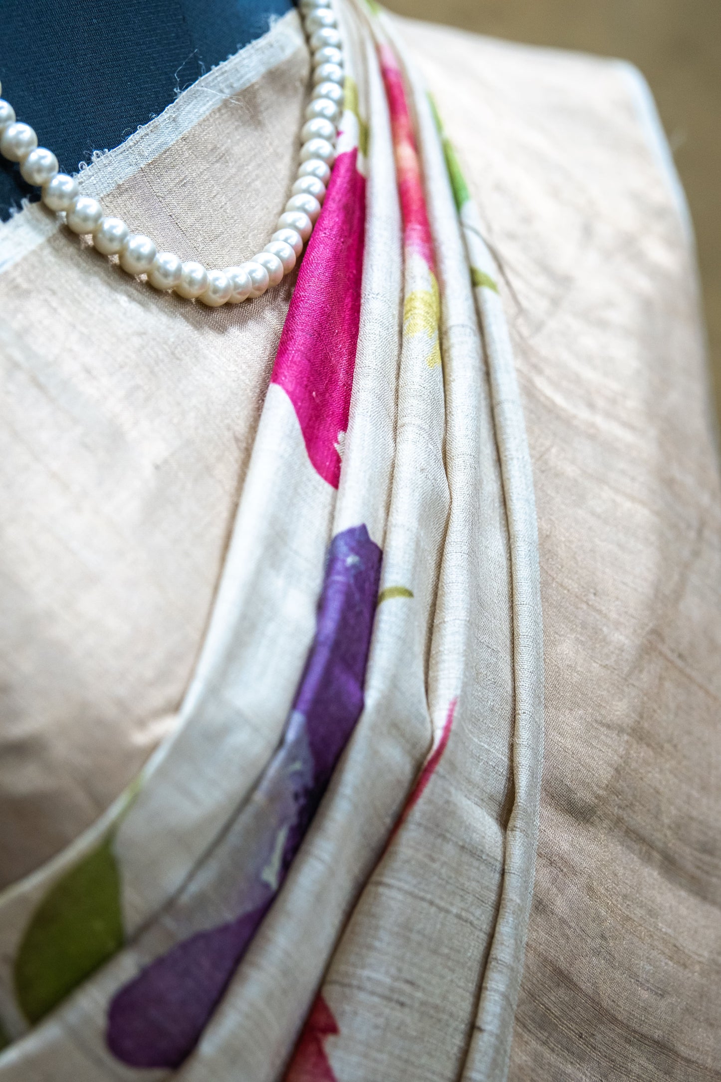Sandal Tussar Silk Saree