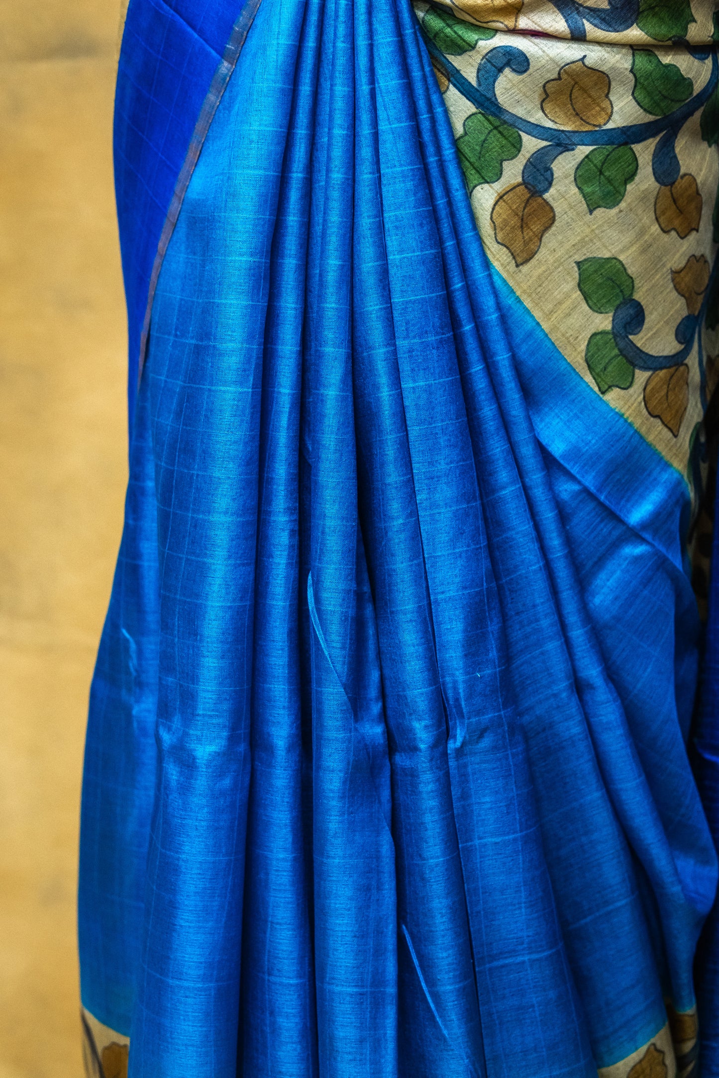 Blue Tussar Silk Saree