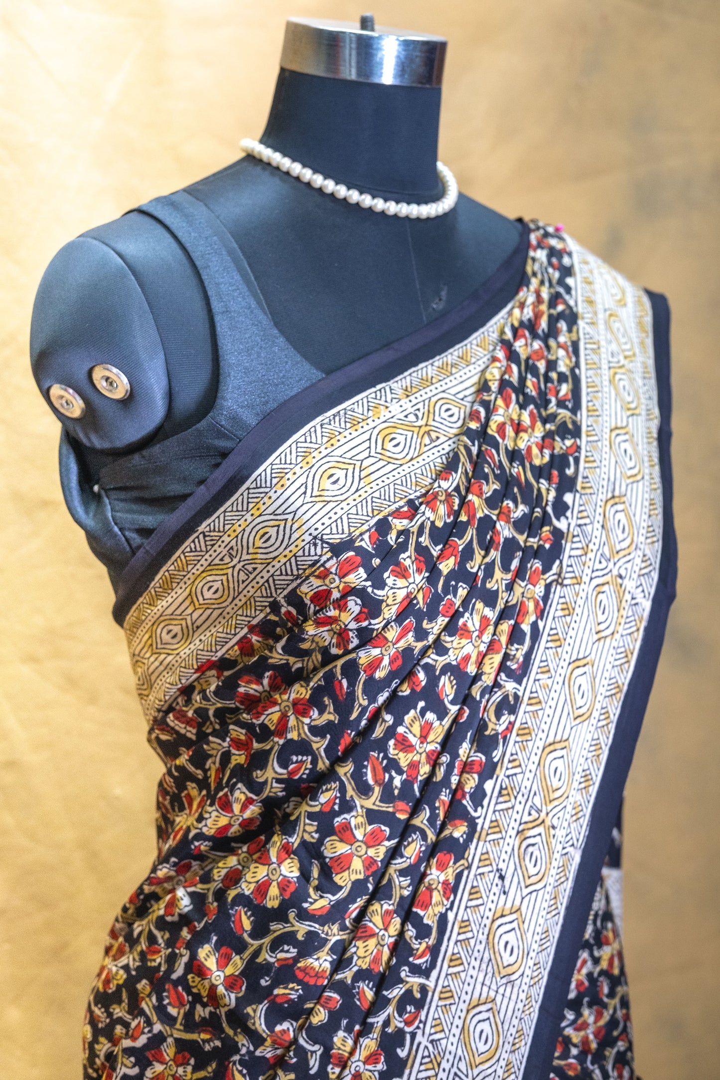Chic Navy Blue Floral Modal Silk Saree – Soft Luxury with a Blooming Twist