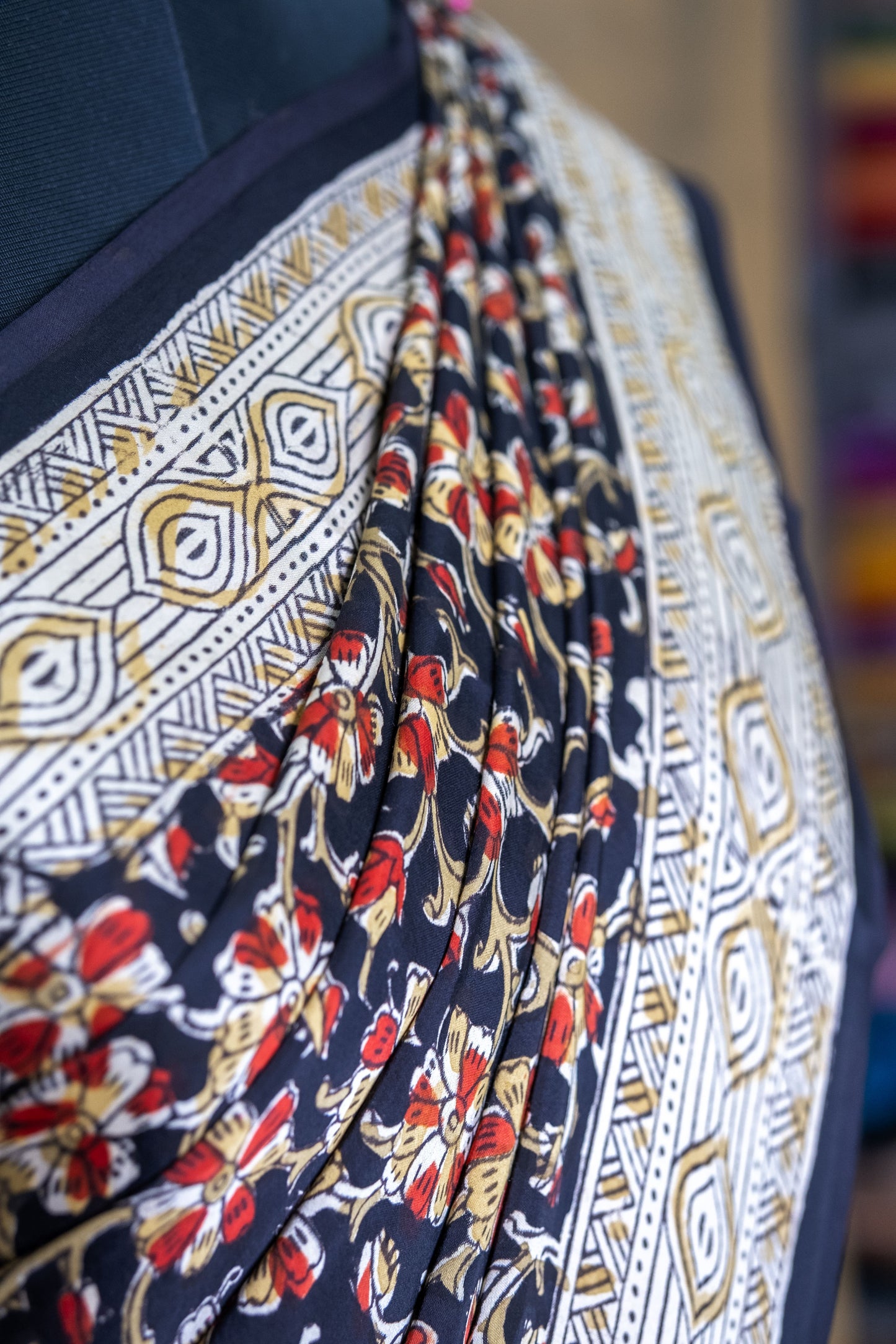 Chic Navy Blue Floral Modal Silk Saree – Soft Luxury with a Blooming Twist