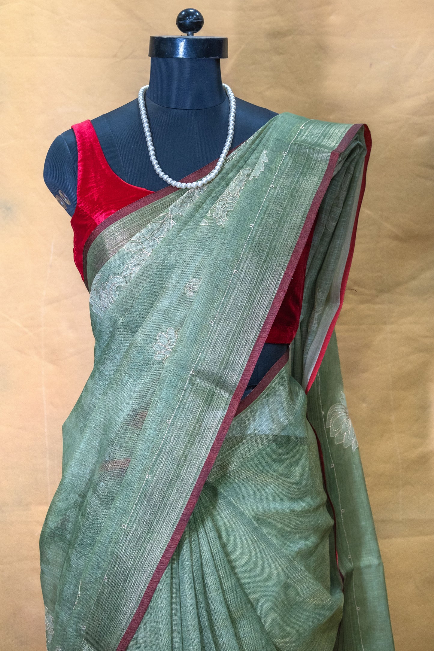 Green Linen Saree