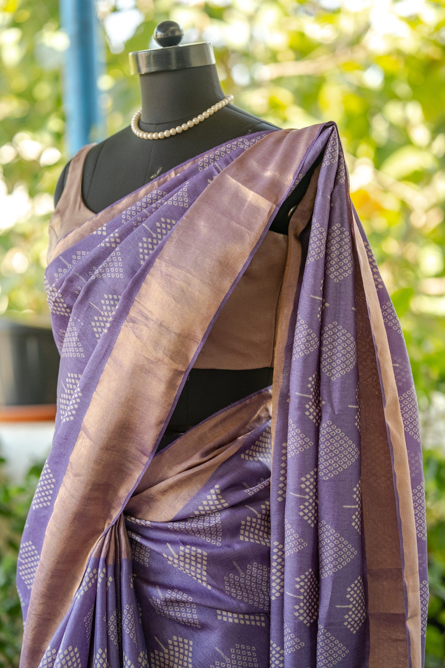 Elegant Violet Handwoven Tussar Silk Saree