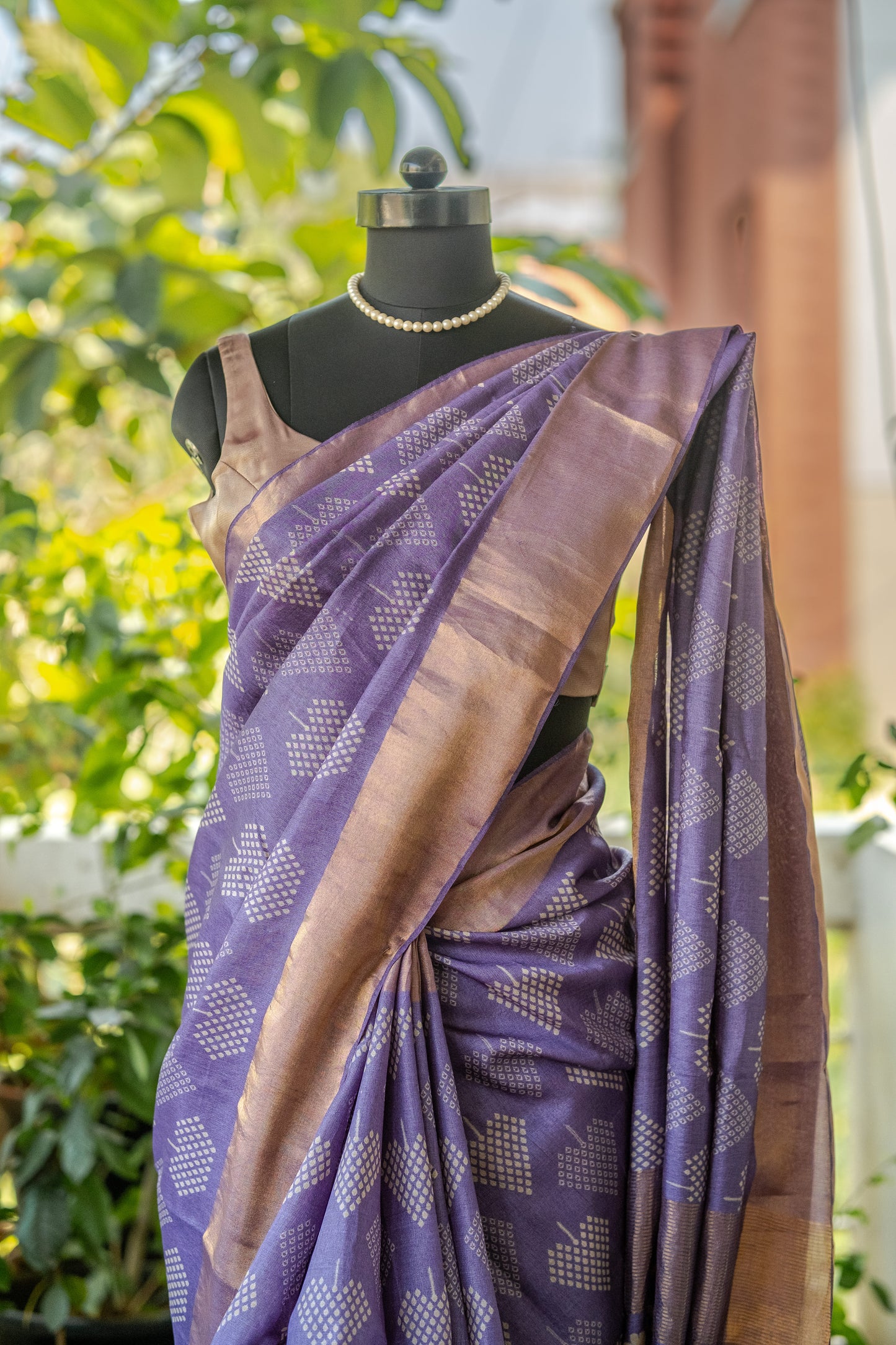 Elegant Violet Handwoven Tussar Silk Saree