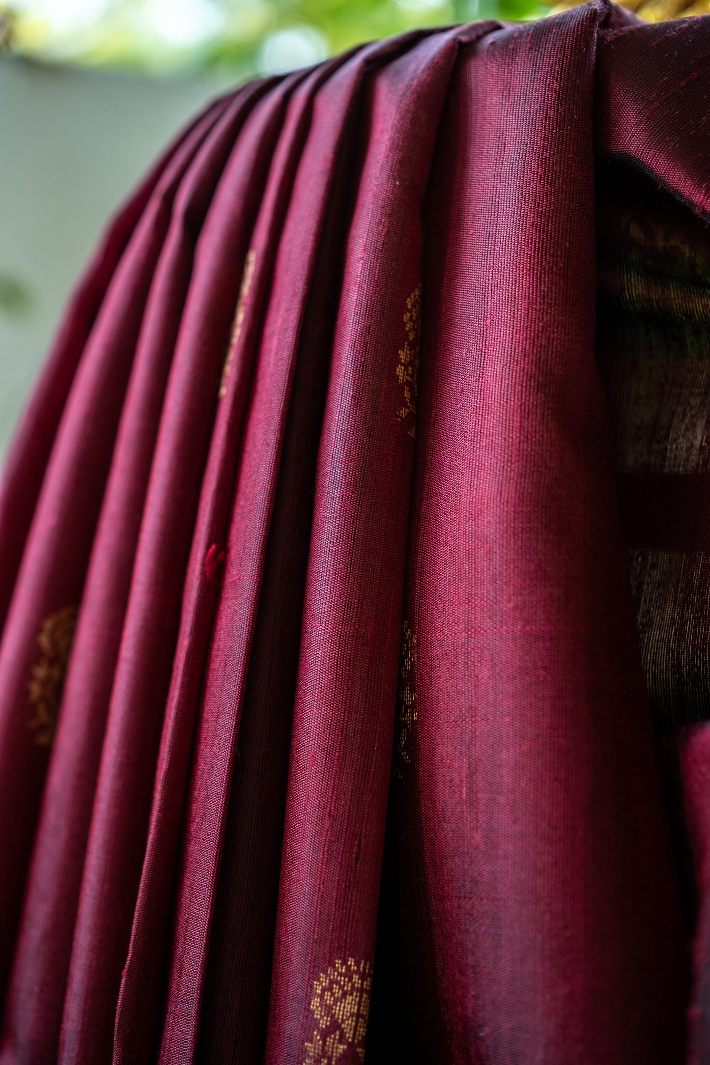 Classic Maroon Raw Silk Saree with Lustrous Finish