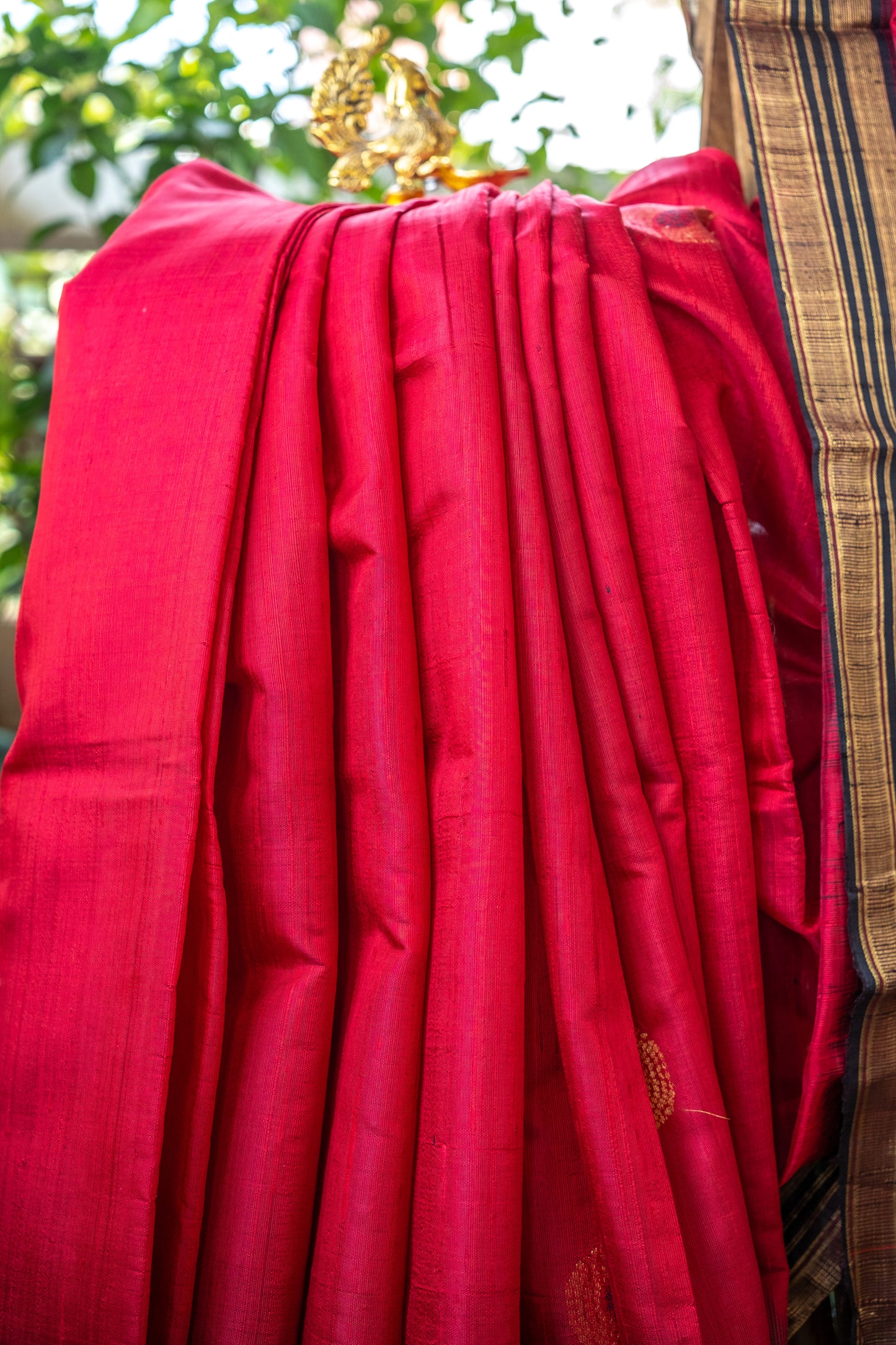 Classic Red Raw Silk Saree with Lustrous Finish