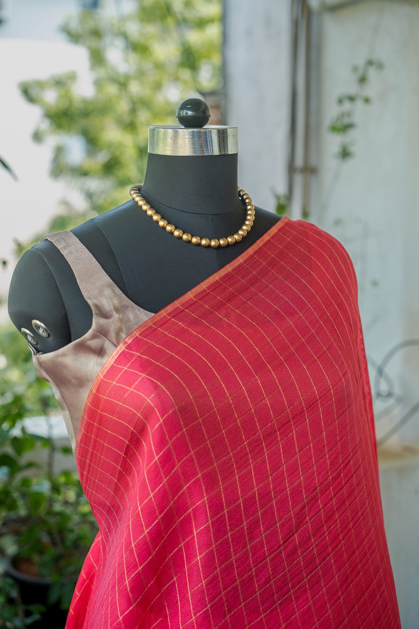 Red Checked Georgette -24BRM63