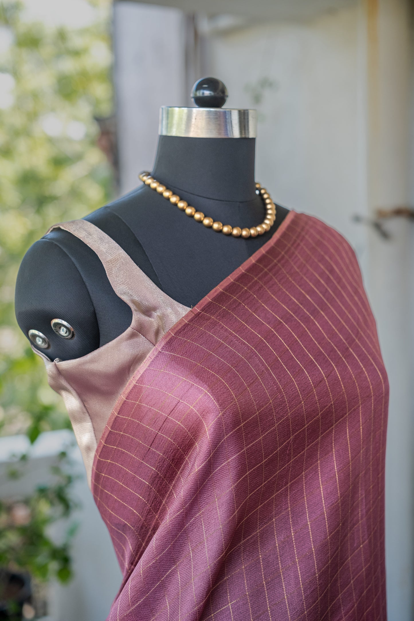 Onion Pink Checked Georgette - 24BRM69