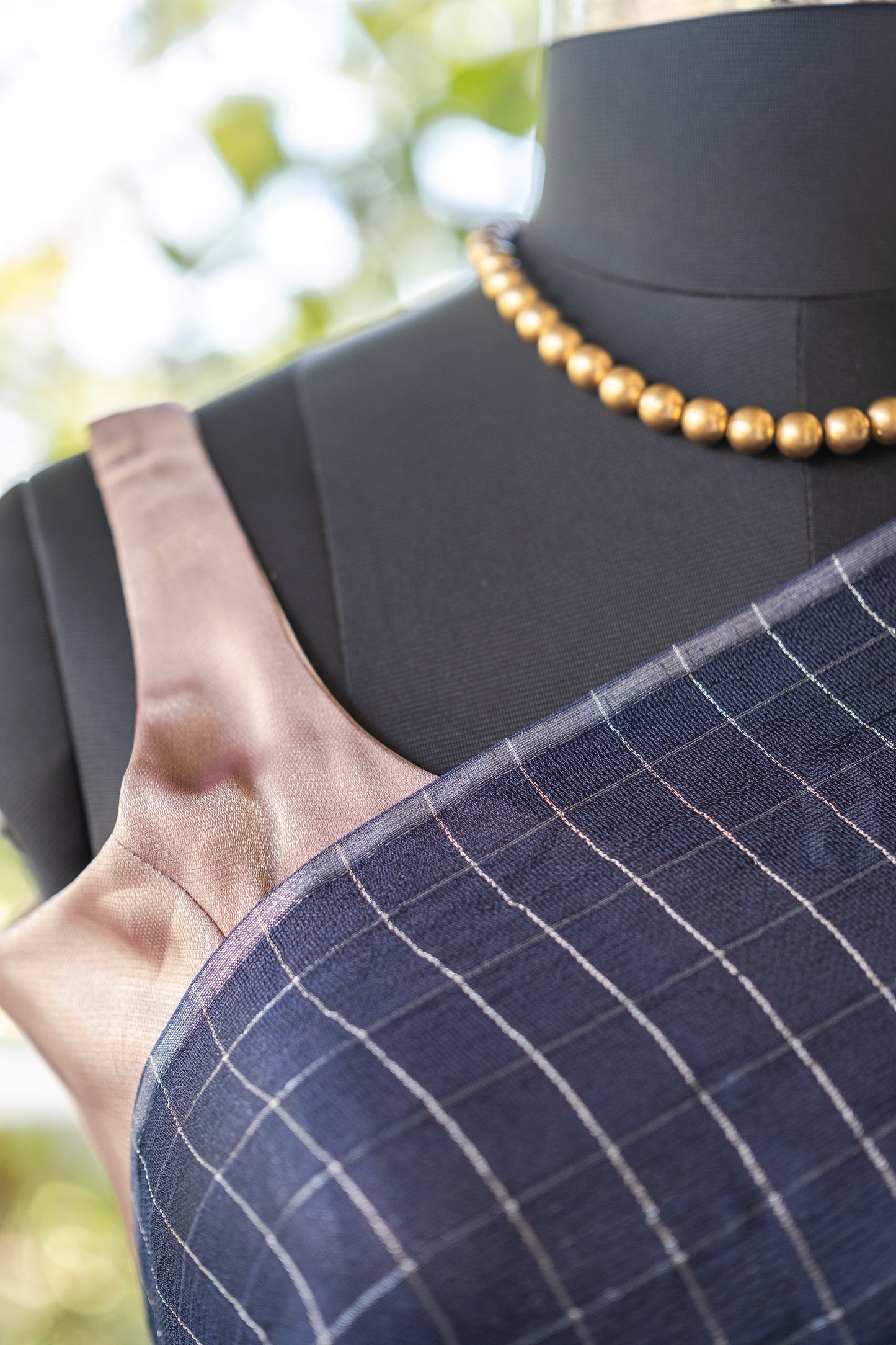 Navy Blue Checked Georgette -24BRM64