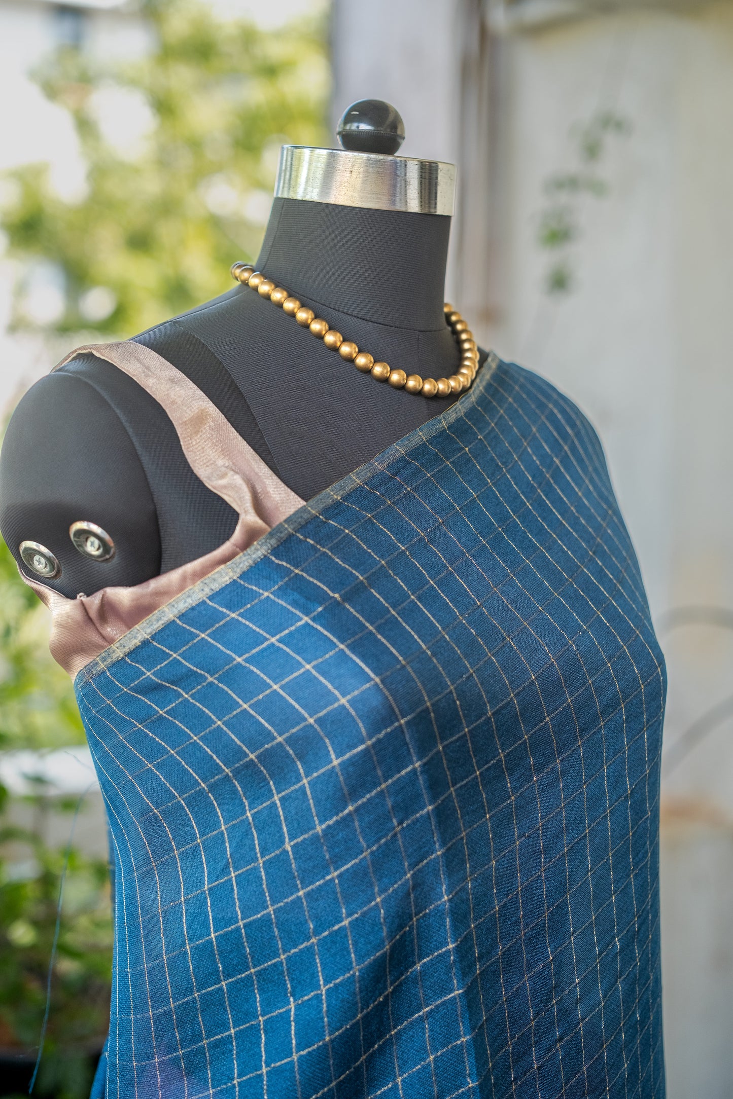 Blue Checked Georgette - 24BRM56