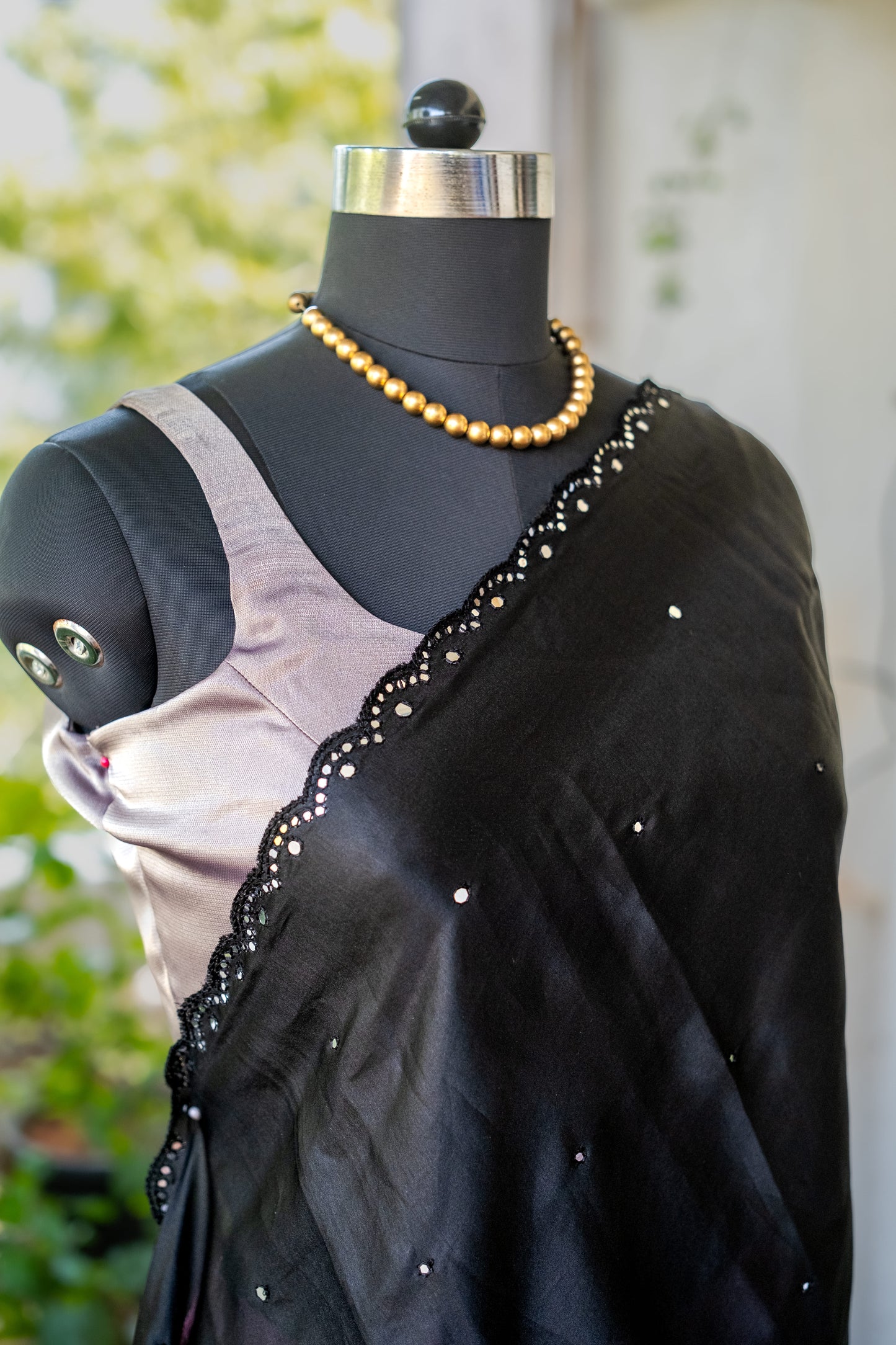 Black Bloom Semi Tussar Silk Saree