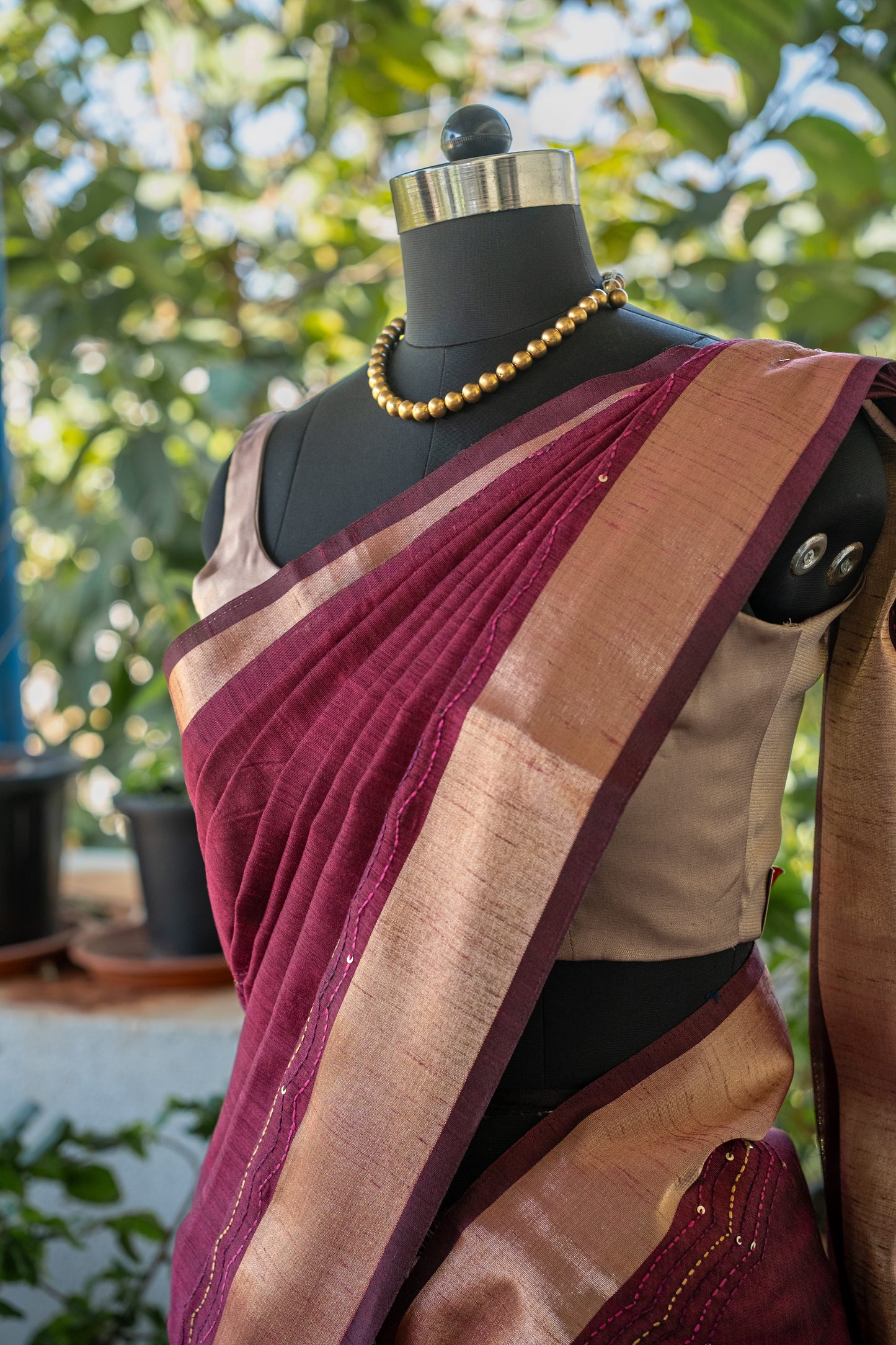 Maroon Muse Semi Tussar Silk Saree – Elegant & Versatile