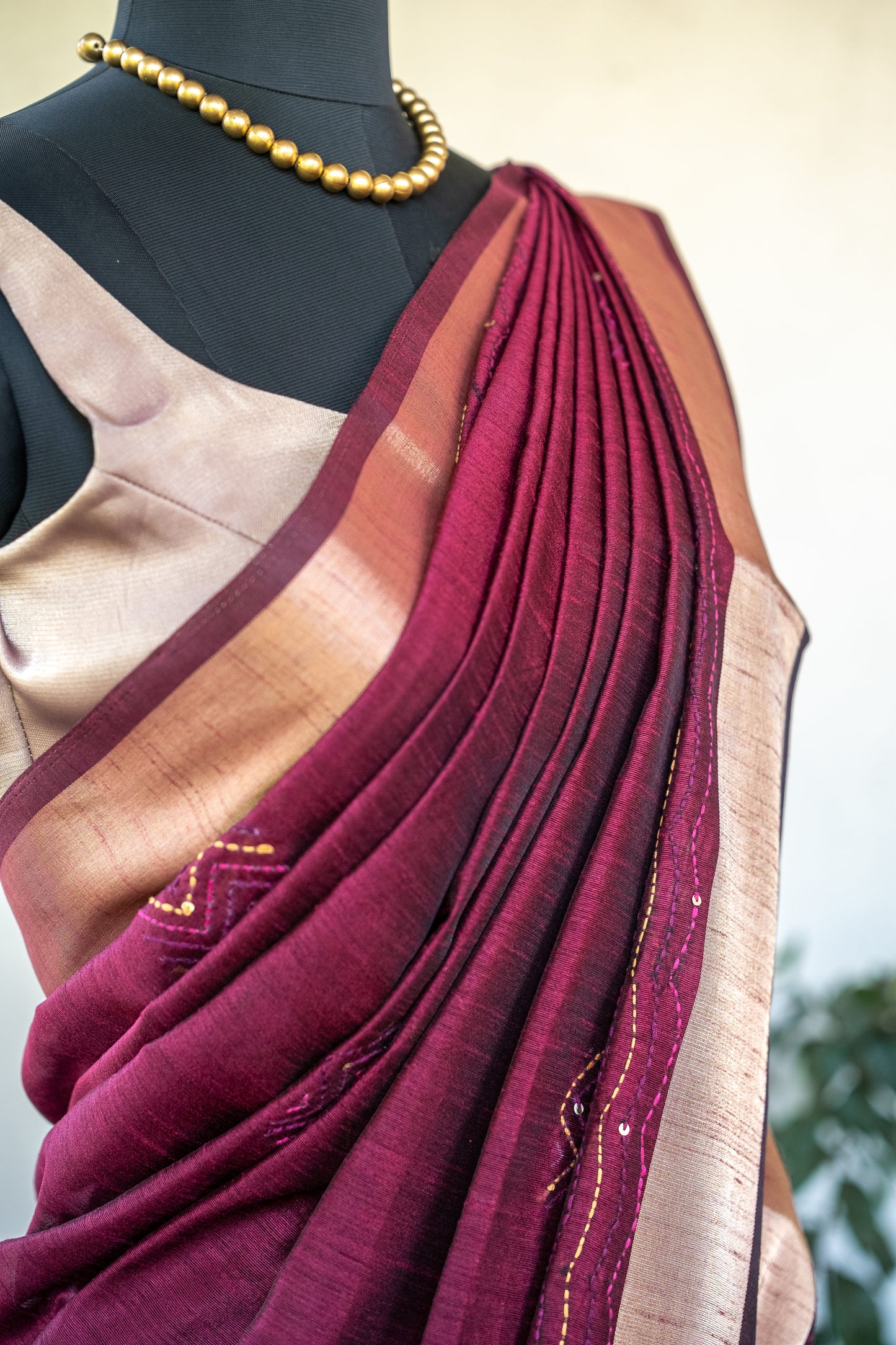 Maroon Muse Semi Tussar Silk Saree – Elegant & Versatile