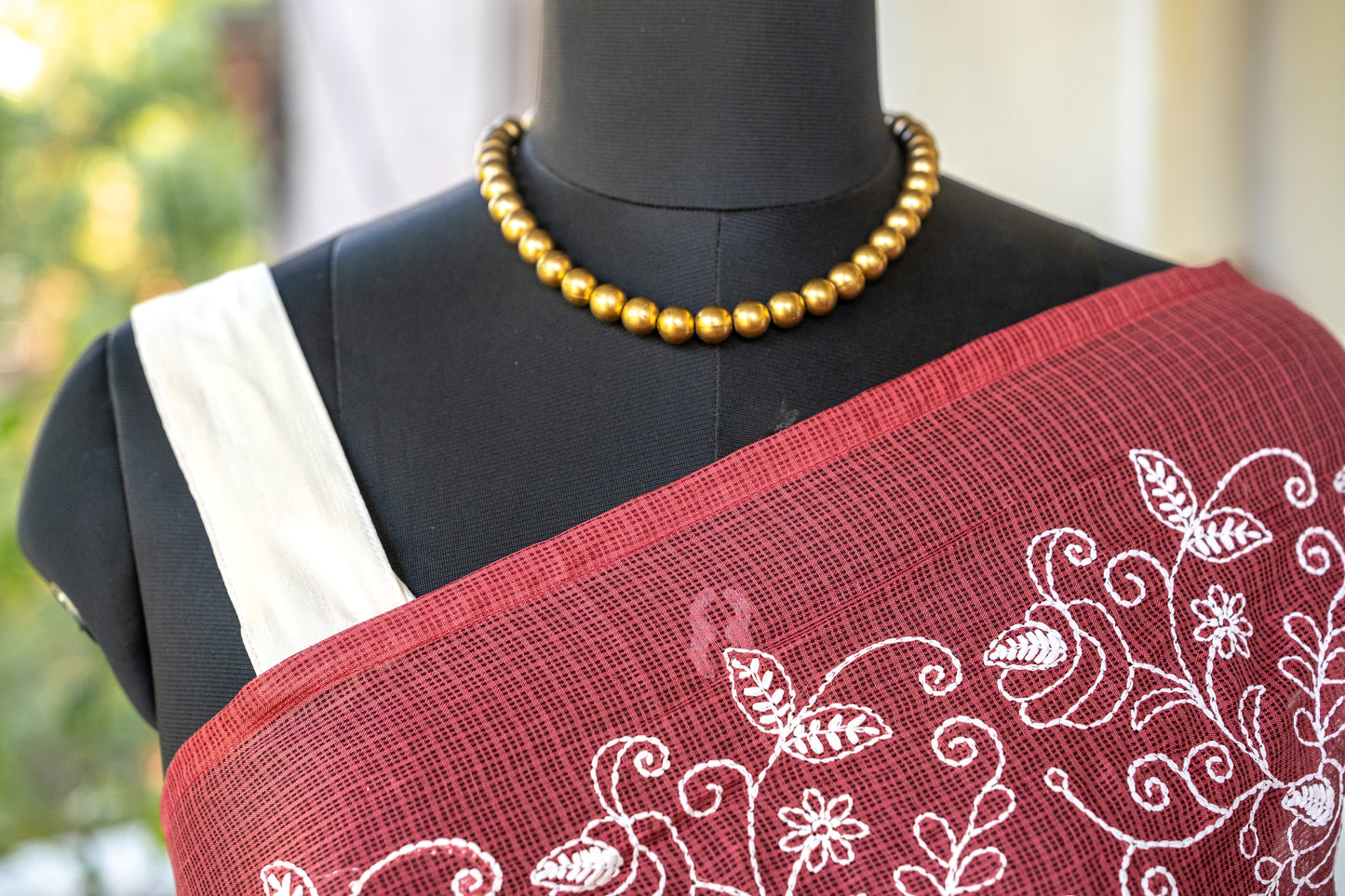 Red Grace Kota Embroidery Saree