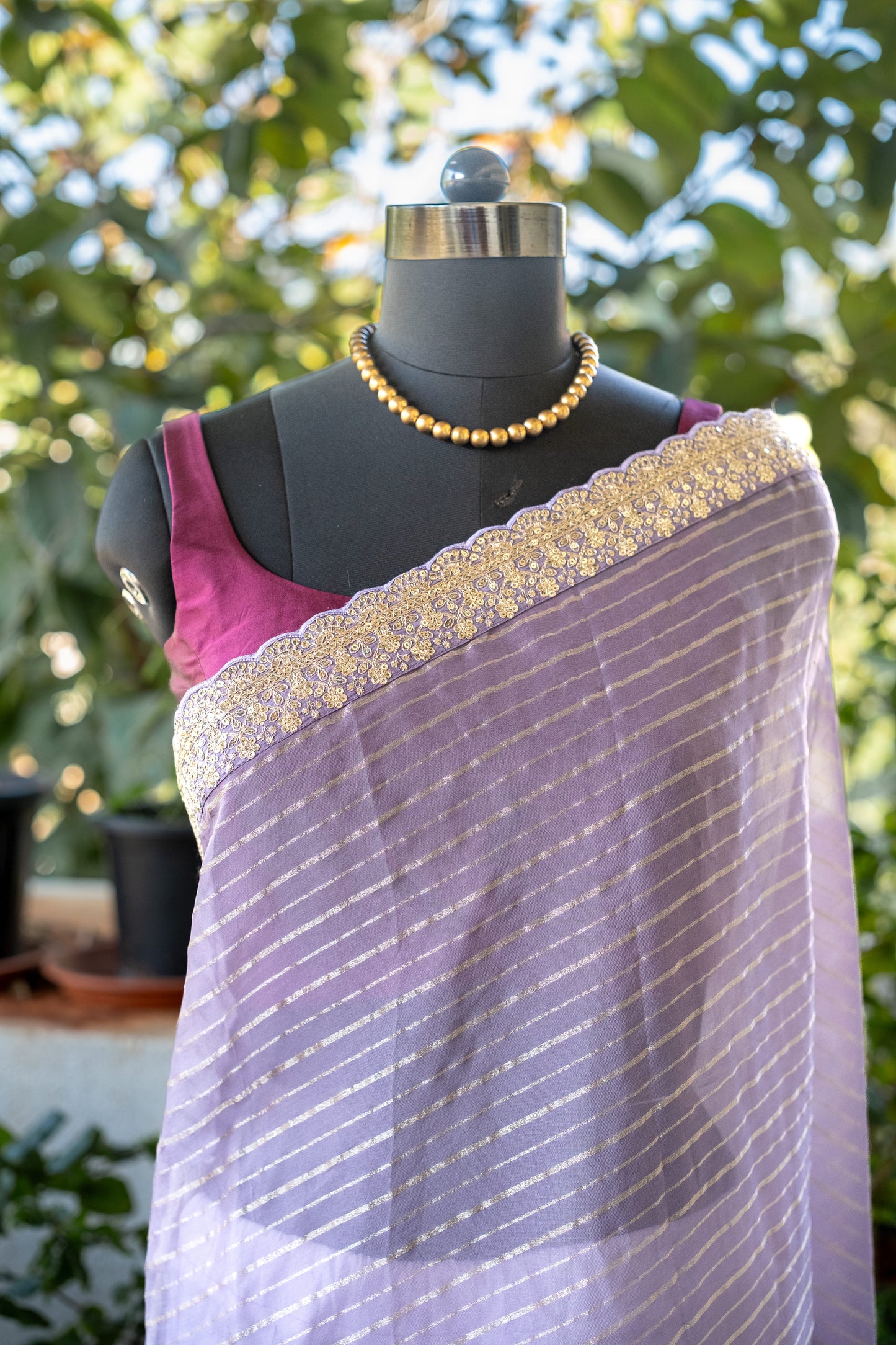 Violet Stripes Georgette