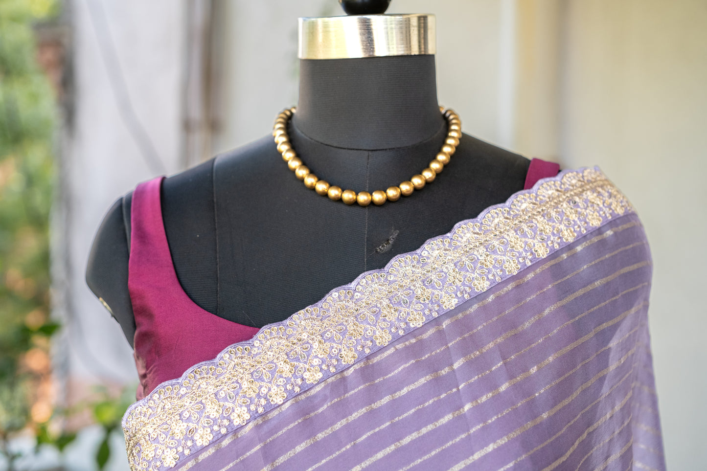 Violet Stripes Georgette
