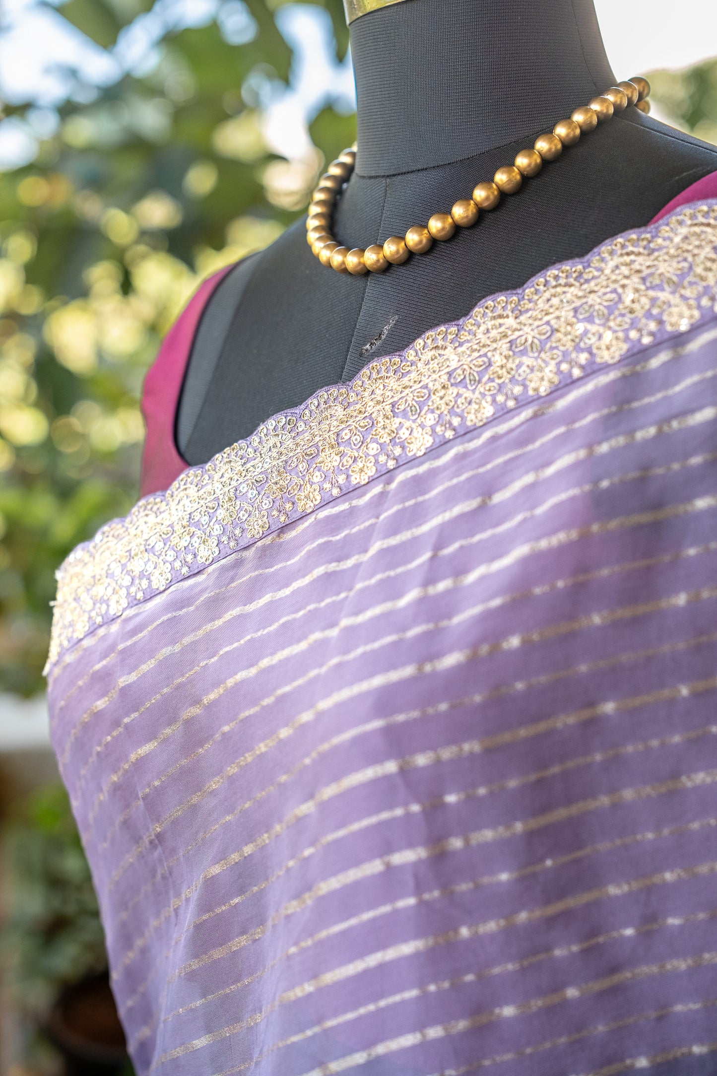 Violet Stripes Georgette