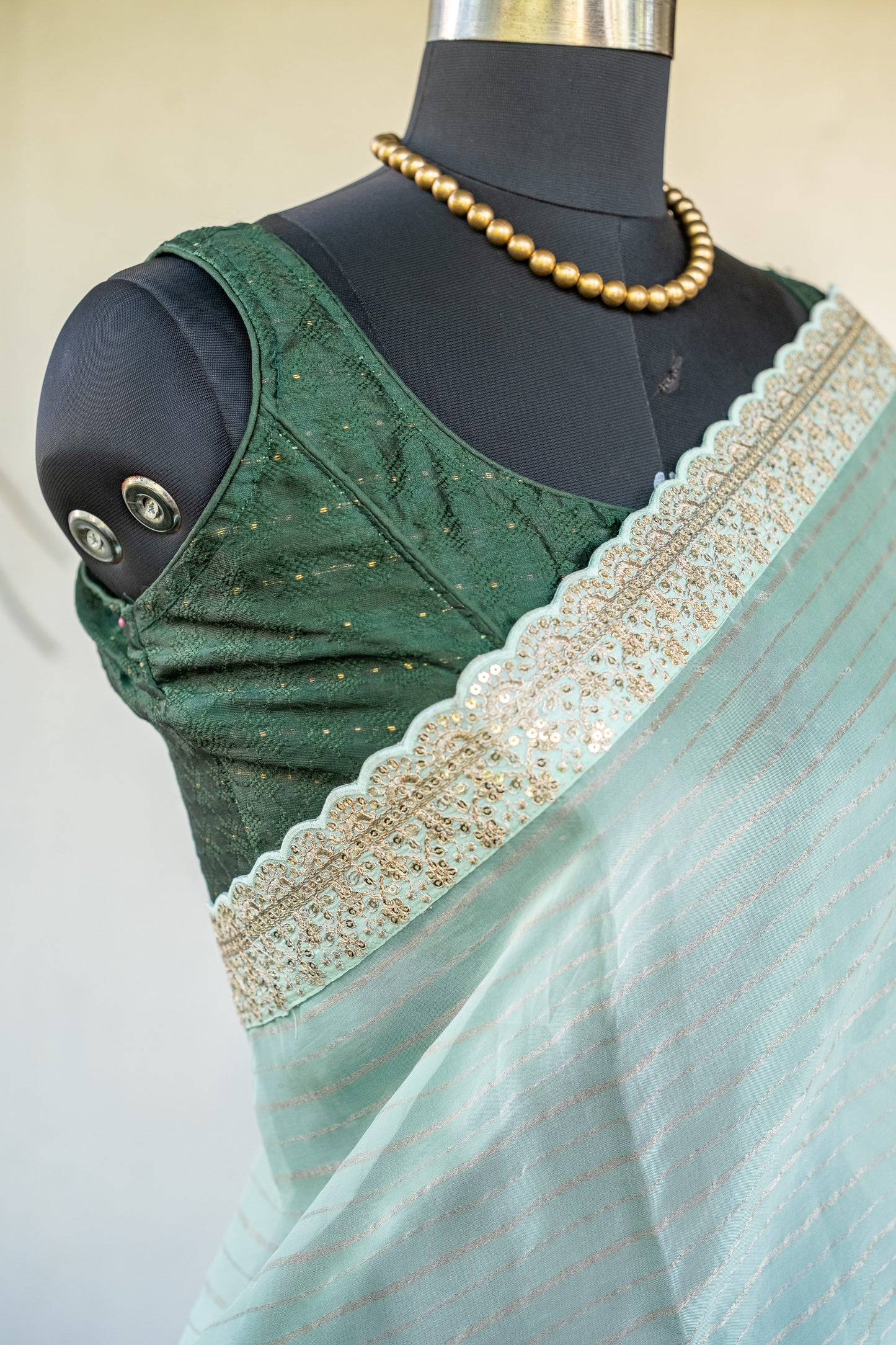 Green Stripes Georgette