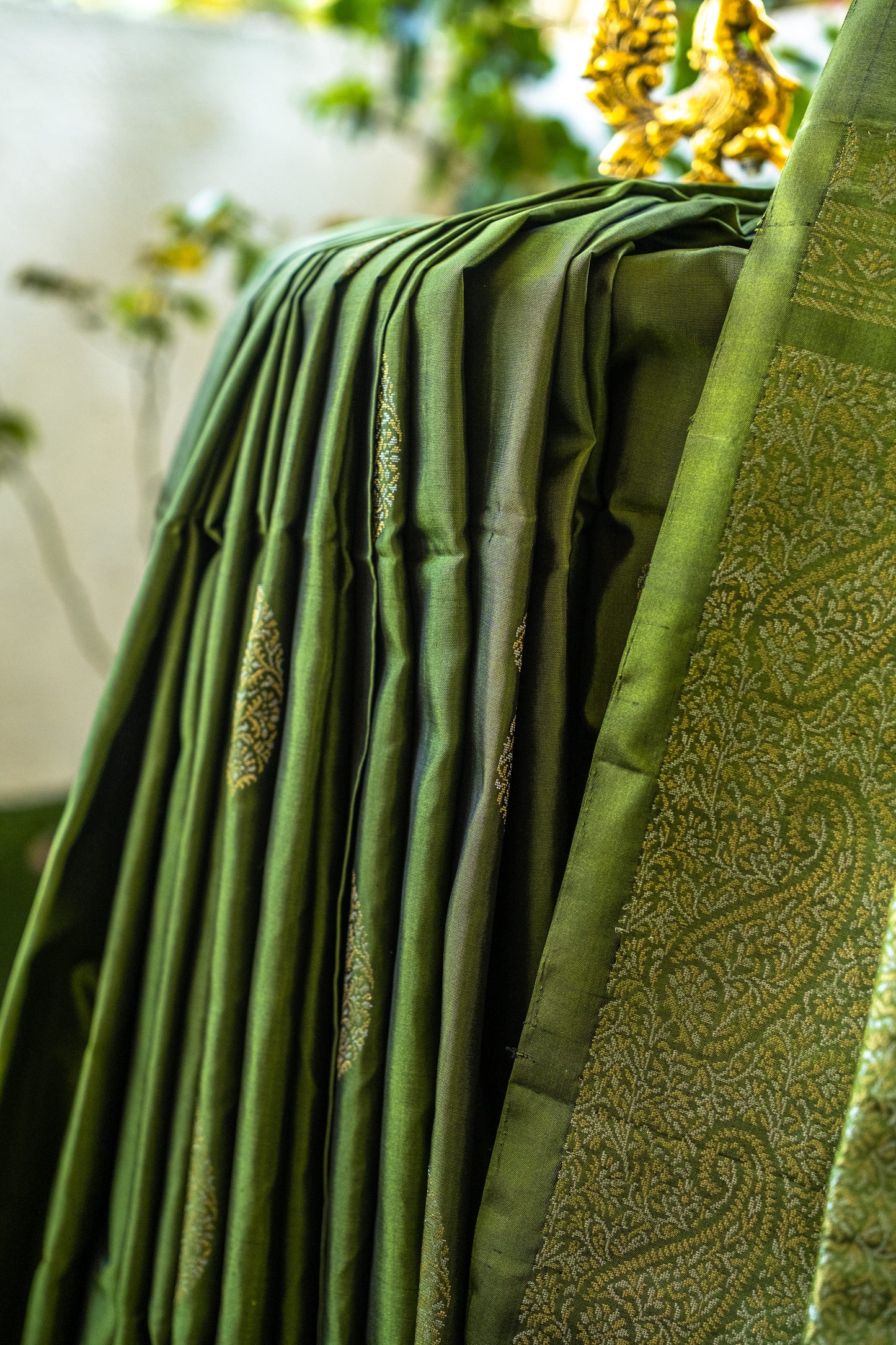 Luxurious Dark Green Soft Silk Saree with Rich Zari Detailing