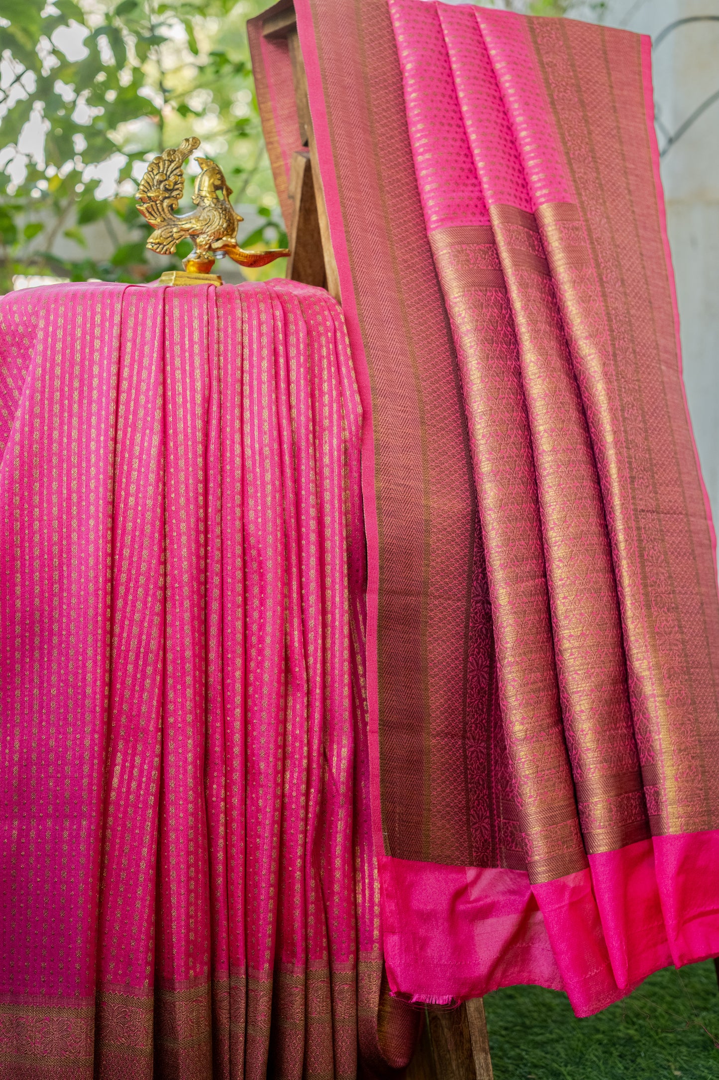 Graceful Pink Semi Banaras Silk Saree – Traditional Charm with a Modern Twist