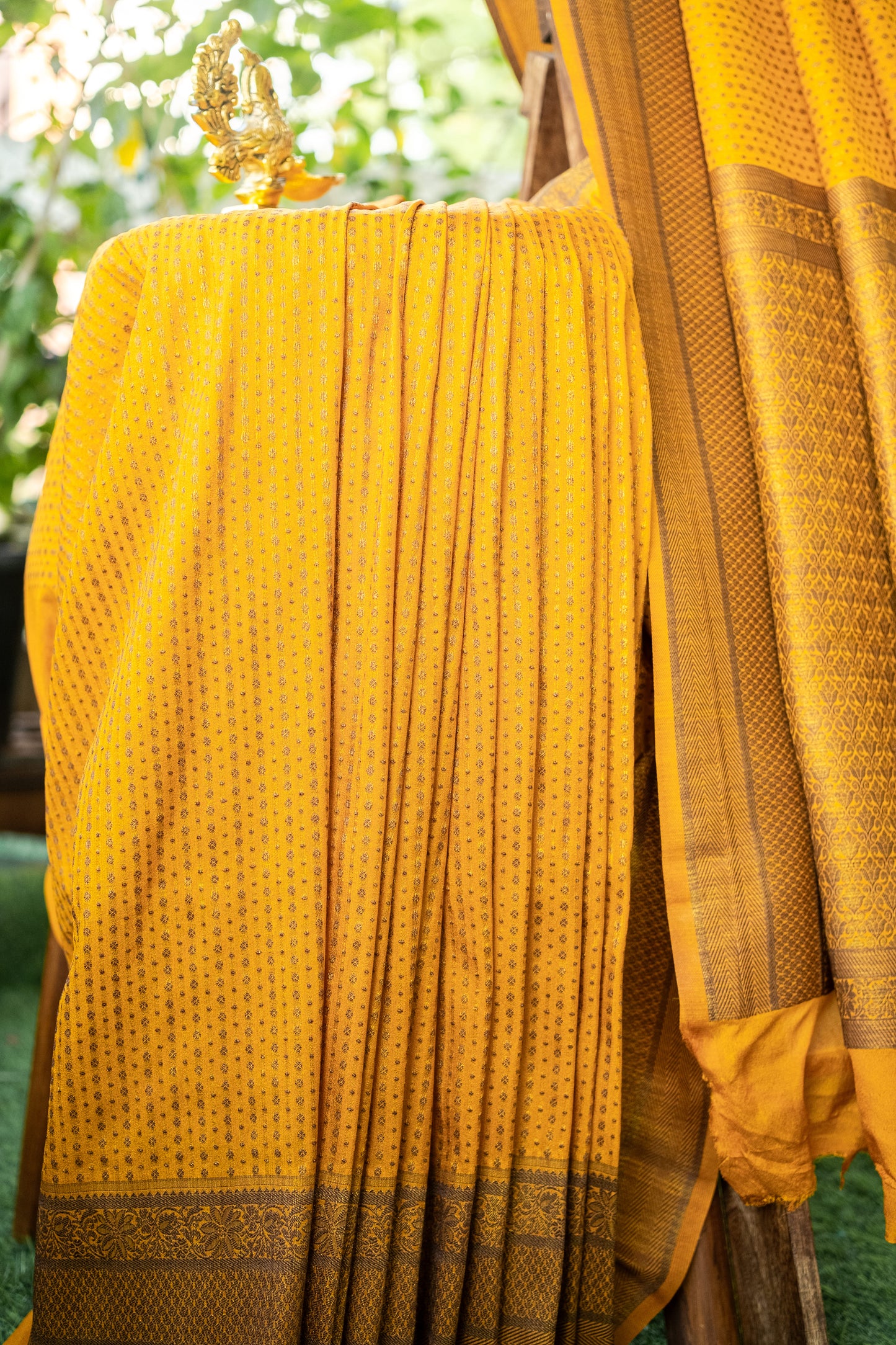 Yellow Semi Banaras Silk Saree