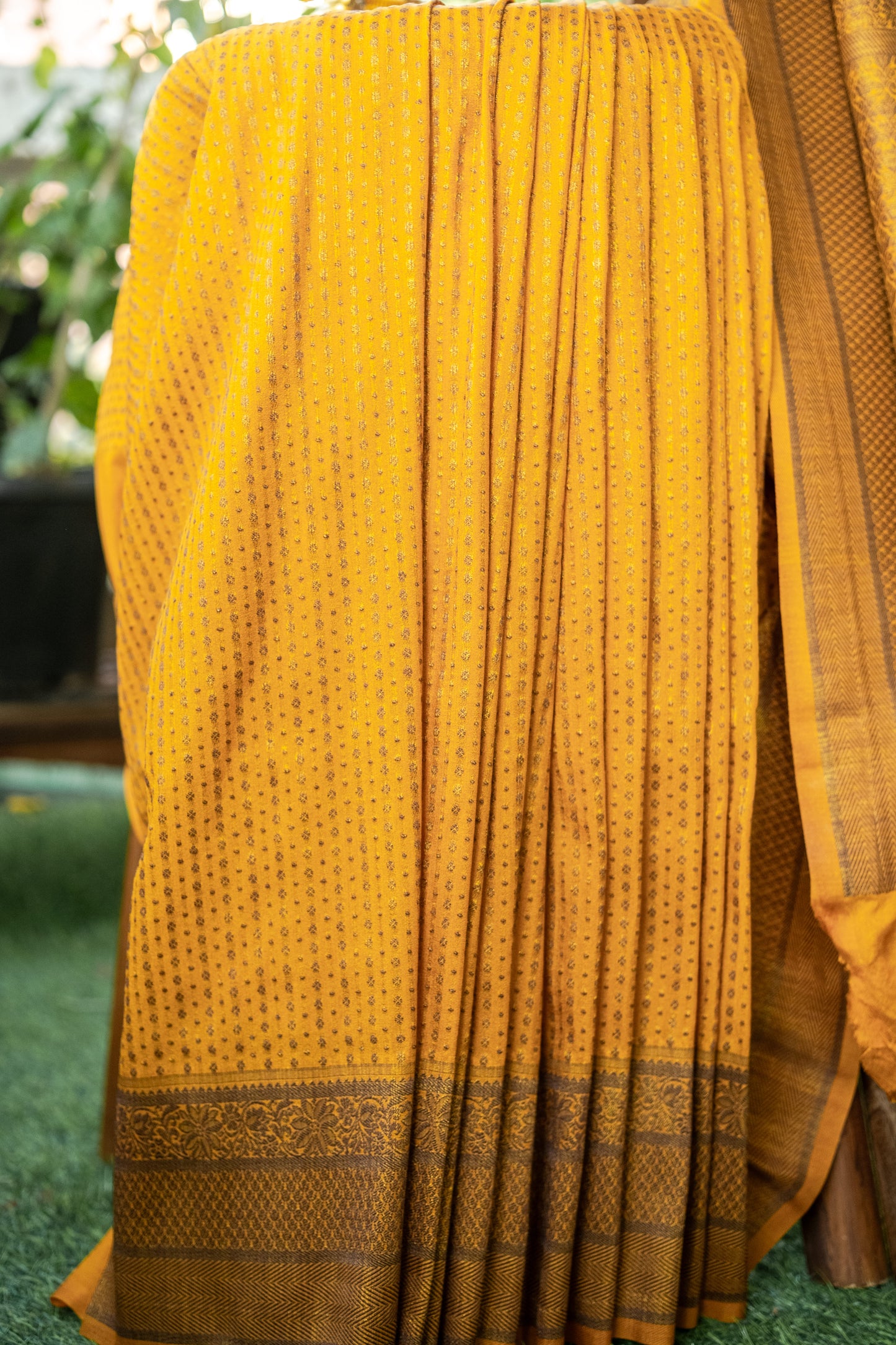 Yellow Semi Banaras Silk Saree