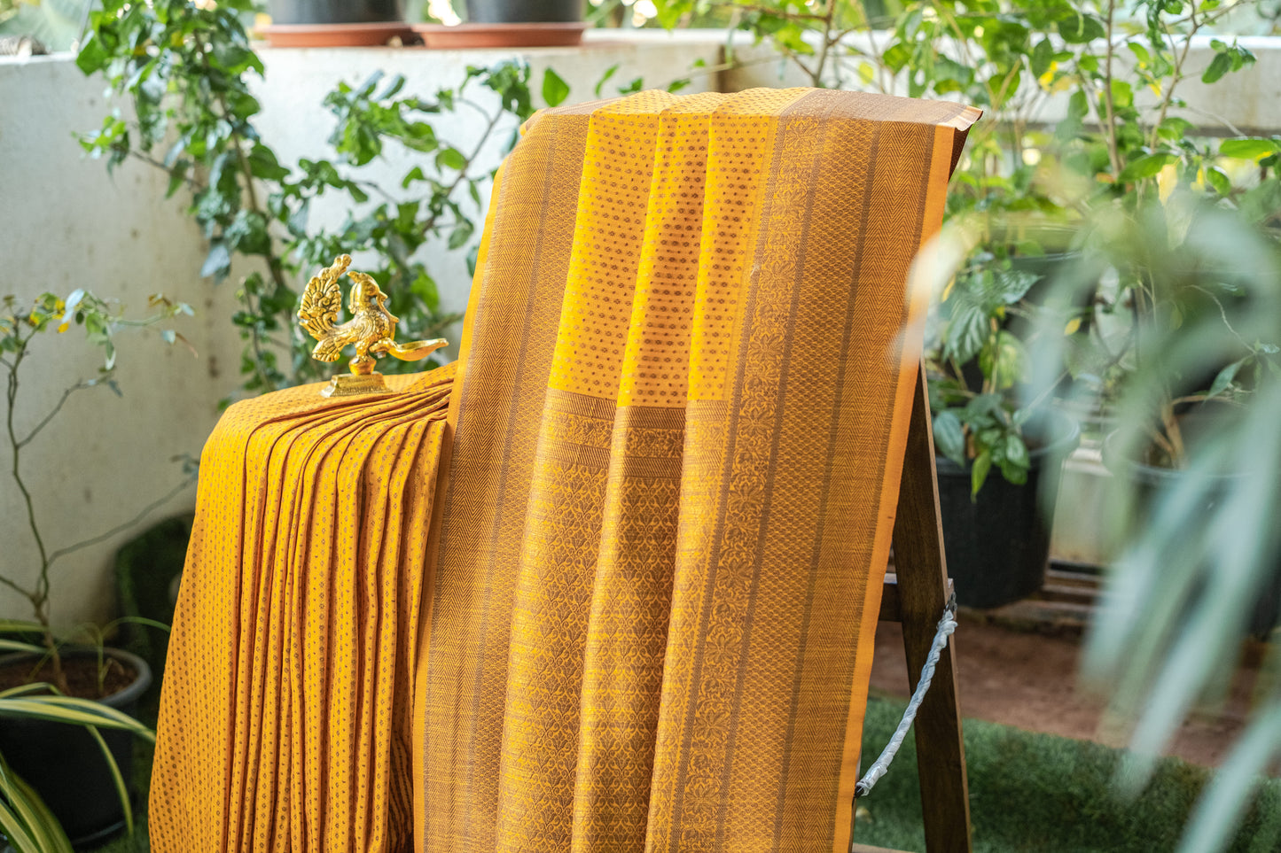 Yellow Semi Banaras Silk Saree